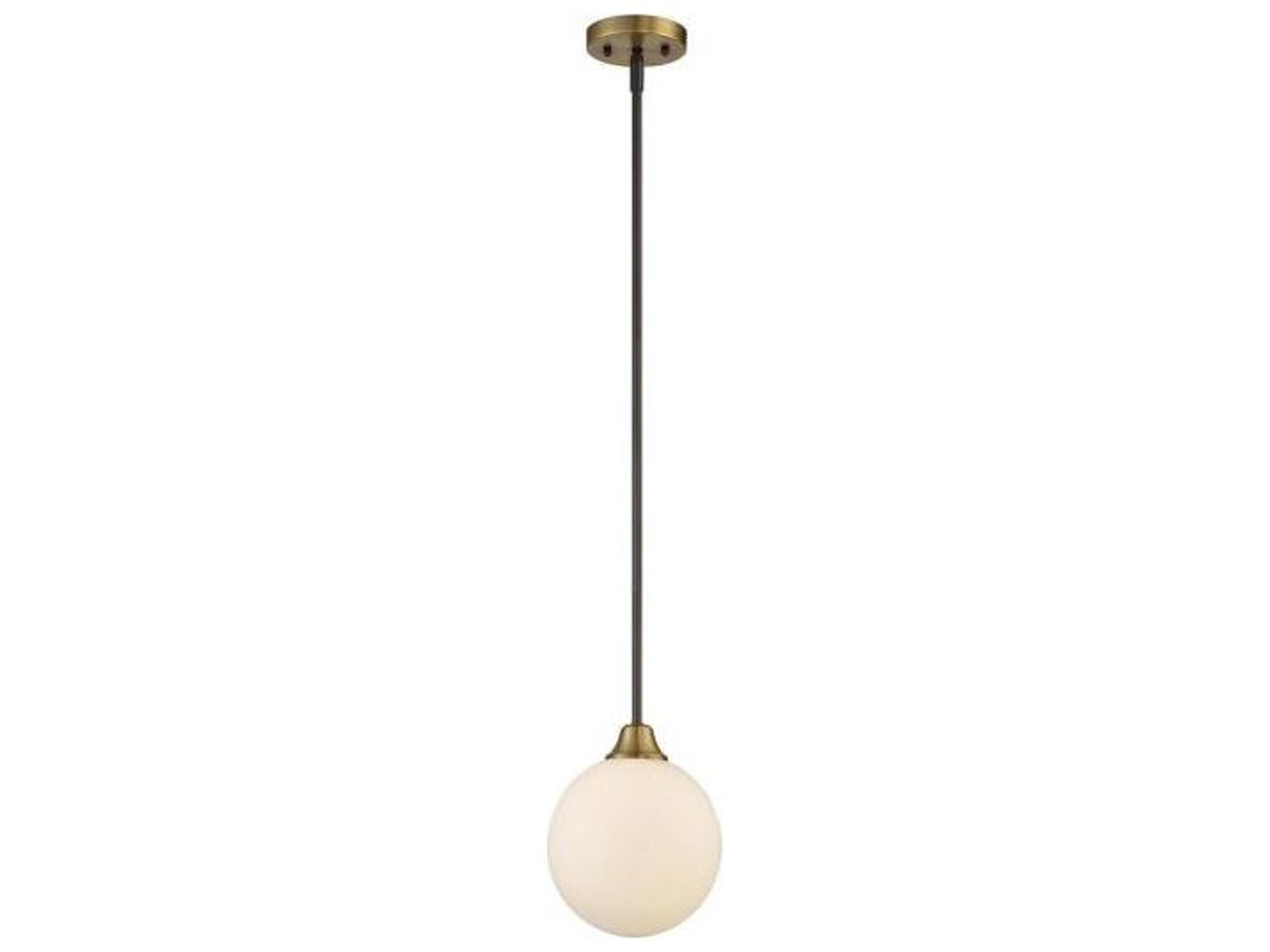 Meridian 1-Light Oil Rubbed Bronze Natural Brass Glass Globe Geometric Mini Pendant