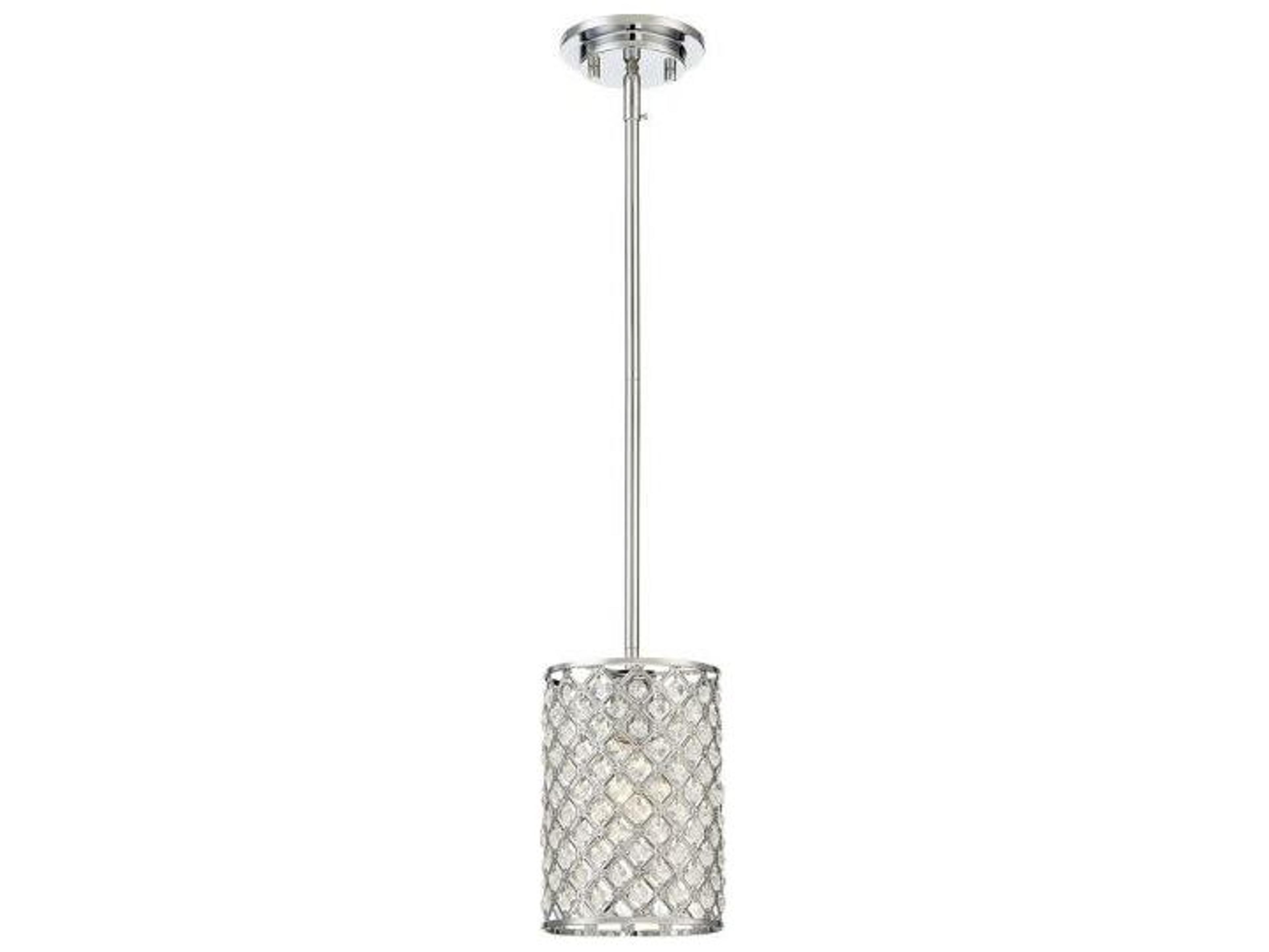 Meridian 1-Light Chrome Crystal Cylinder Geometric Mini Pendant