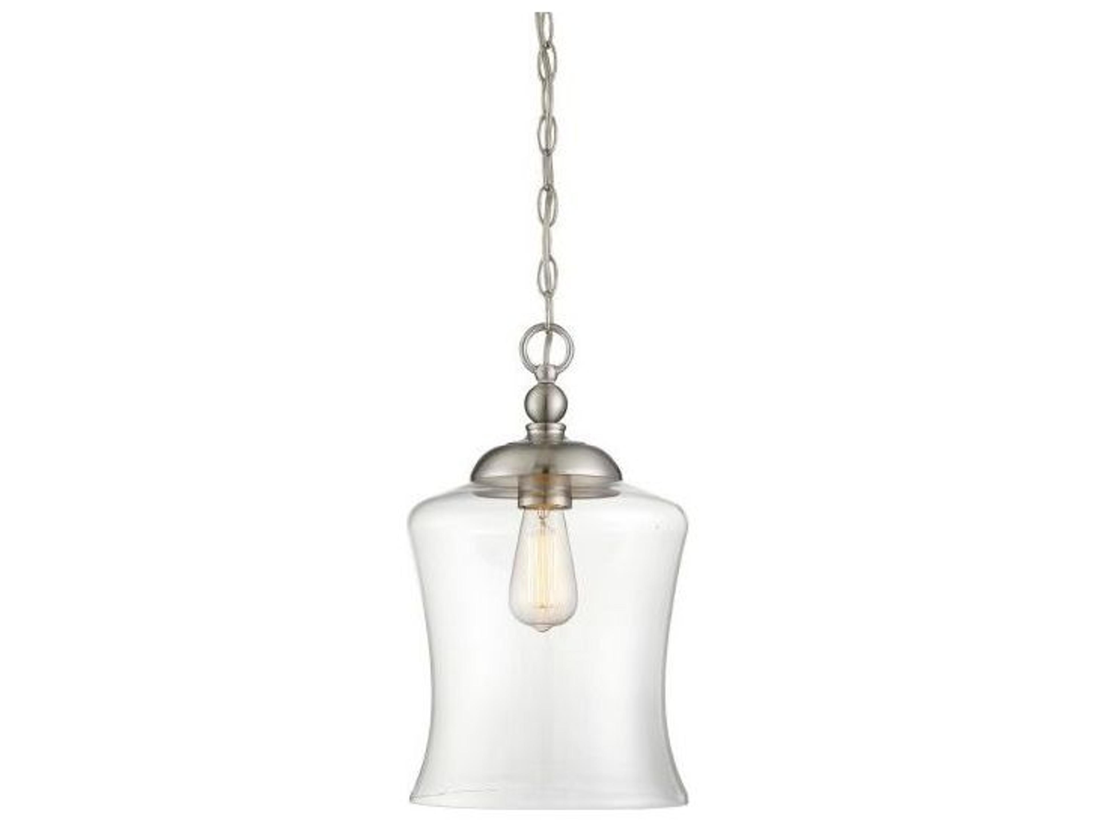 Meridian 1-Light Brushed Nickel Glass Bell Mini Pendant