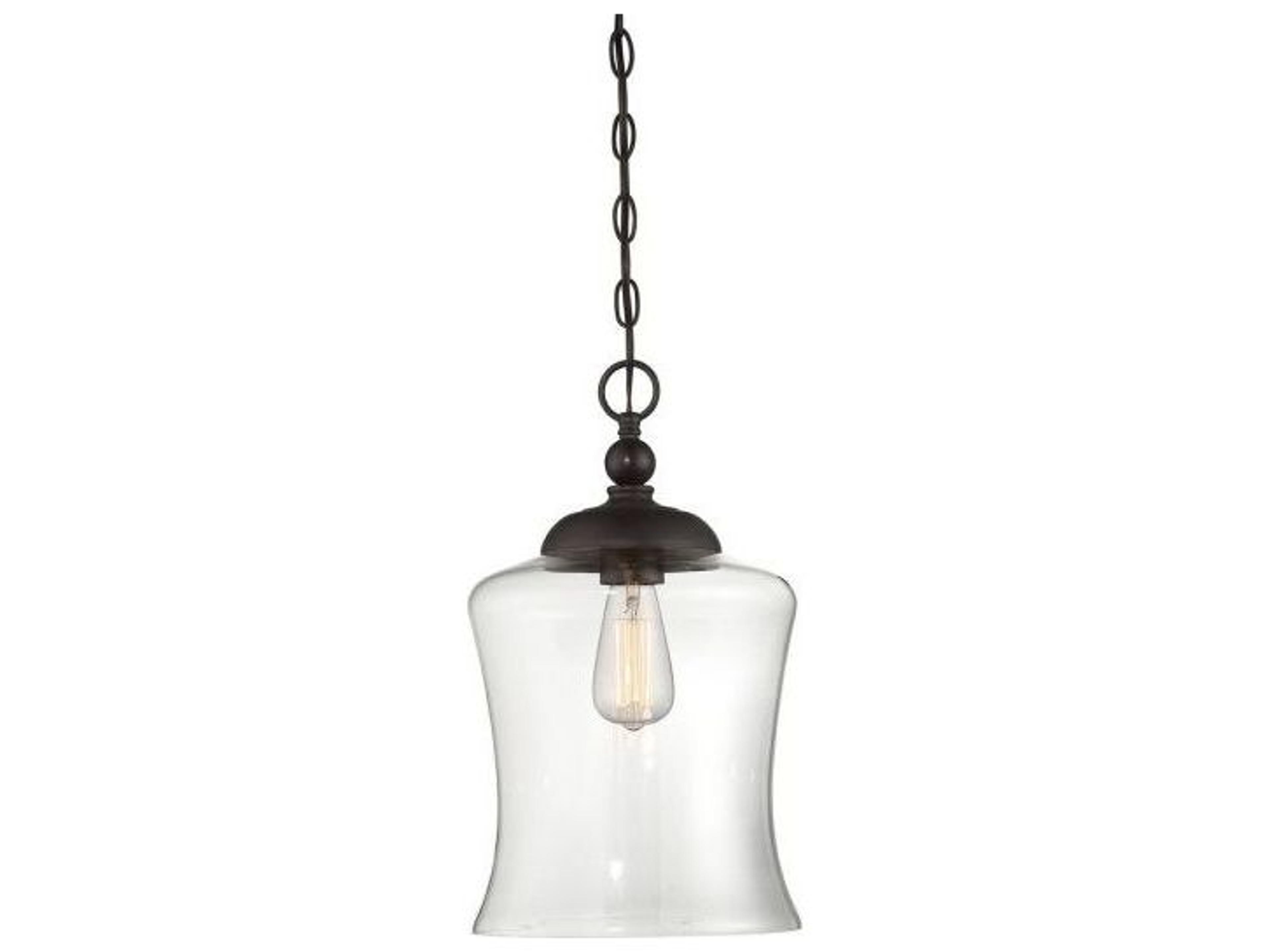 Meridian 1-Light Oil Rubbed Bronze Glass Bell Mini Pendant