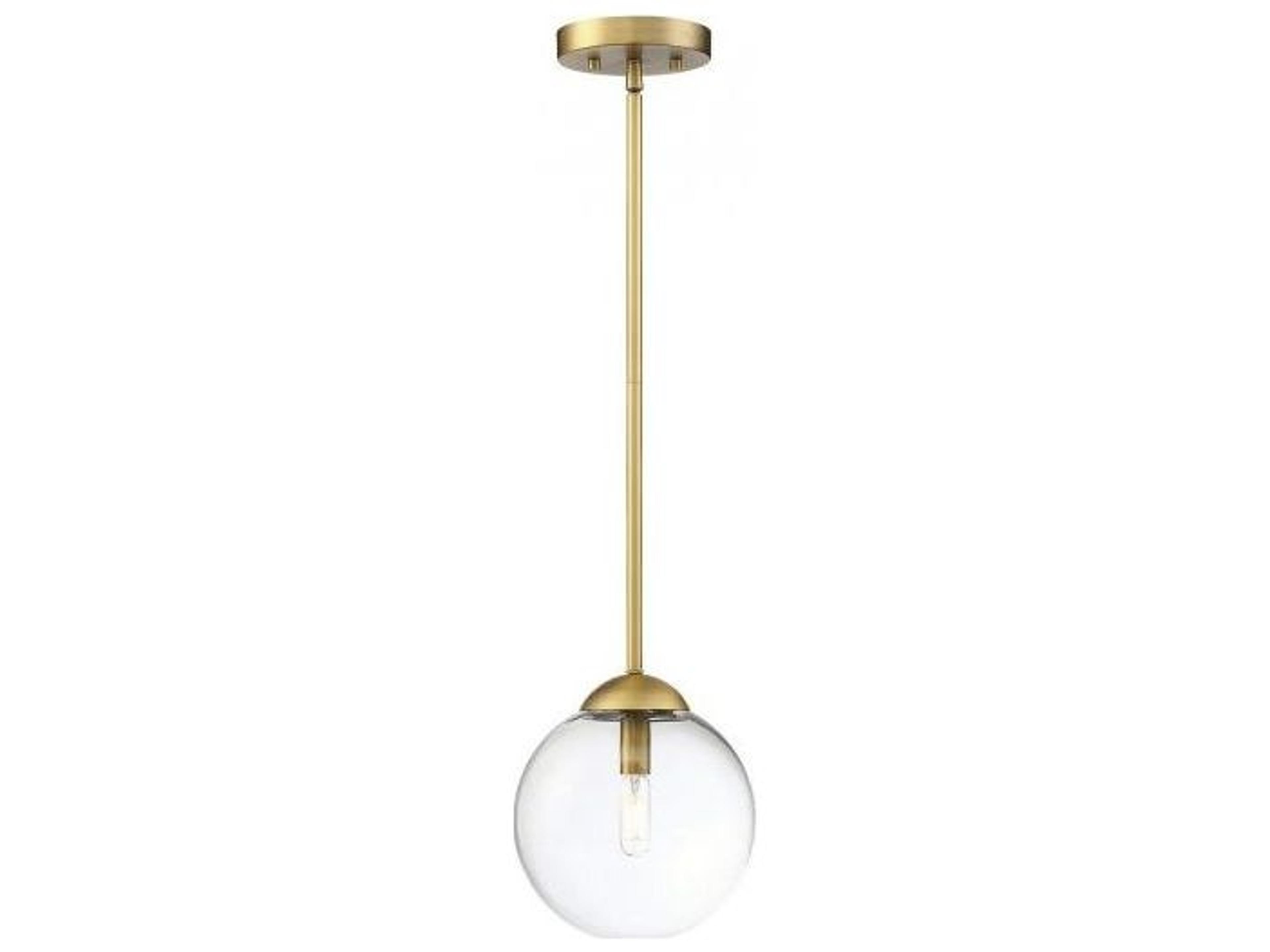 Meridian 1-Light Natural Brass Glass Globe Mini Pendant
