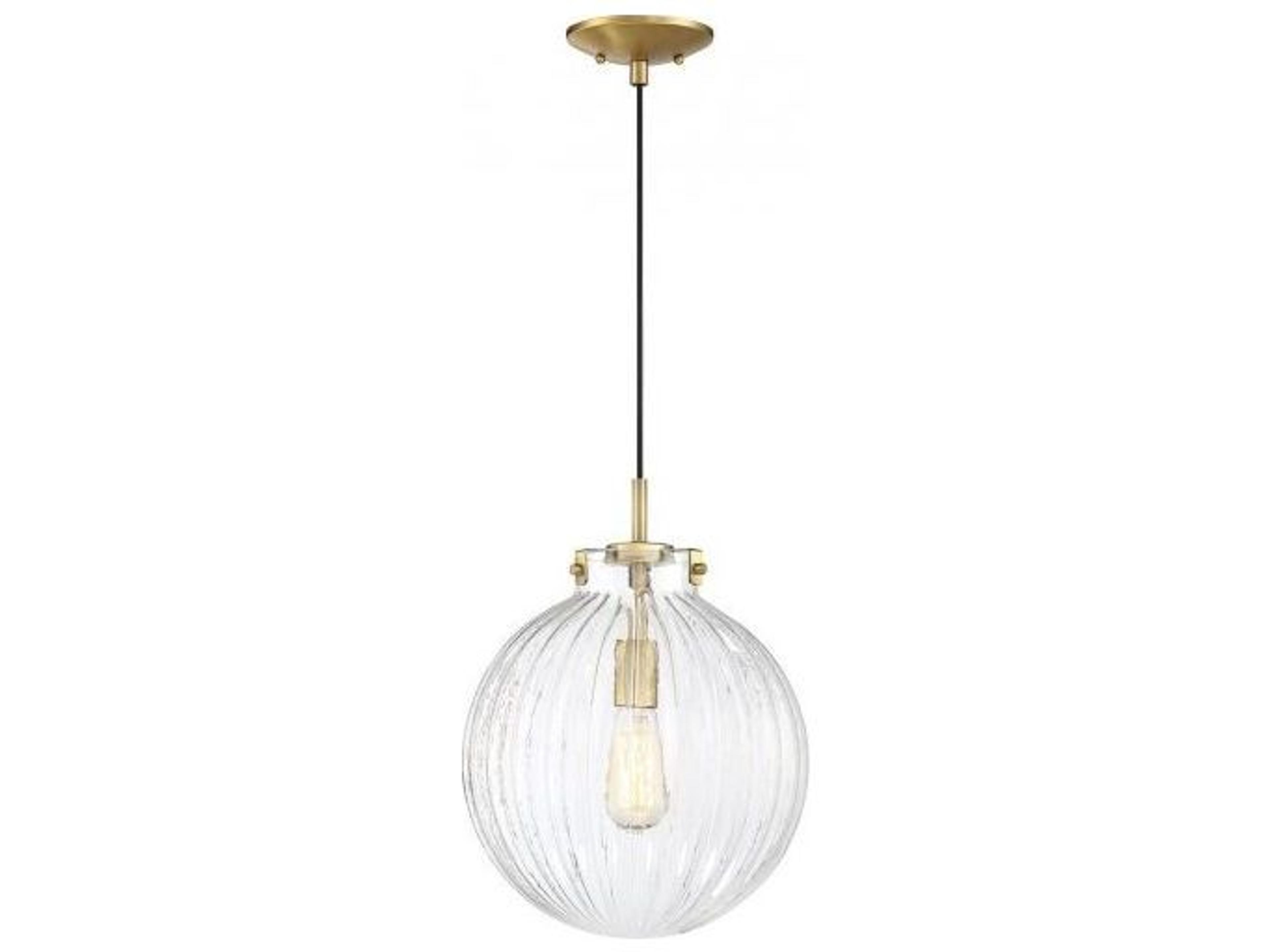 Meridian 1-Light Natural Brass Glass Globe Geometric Mini Pendant