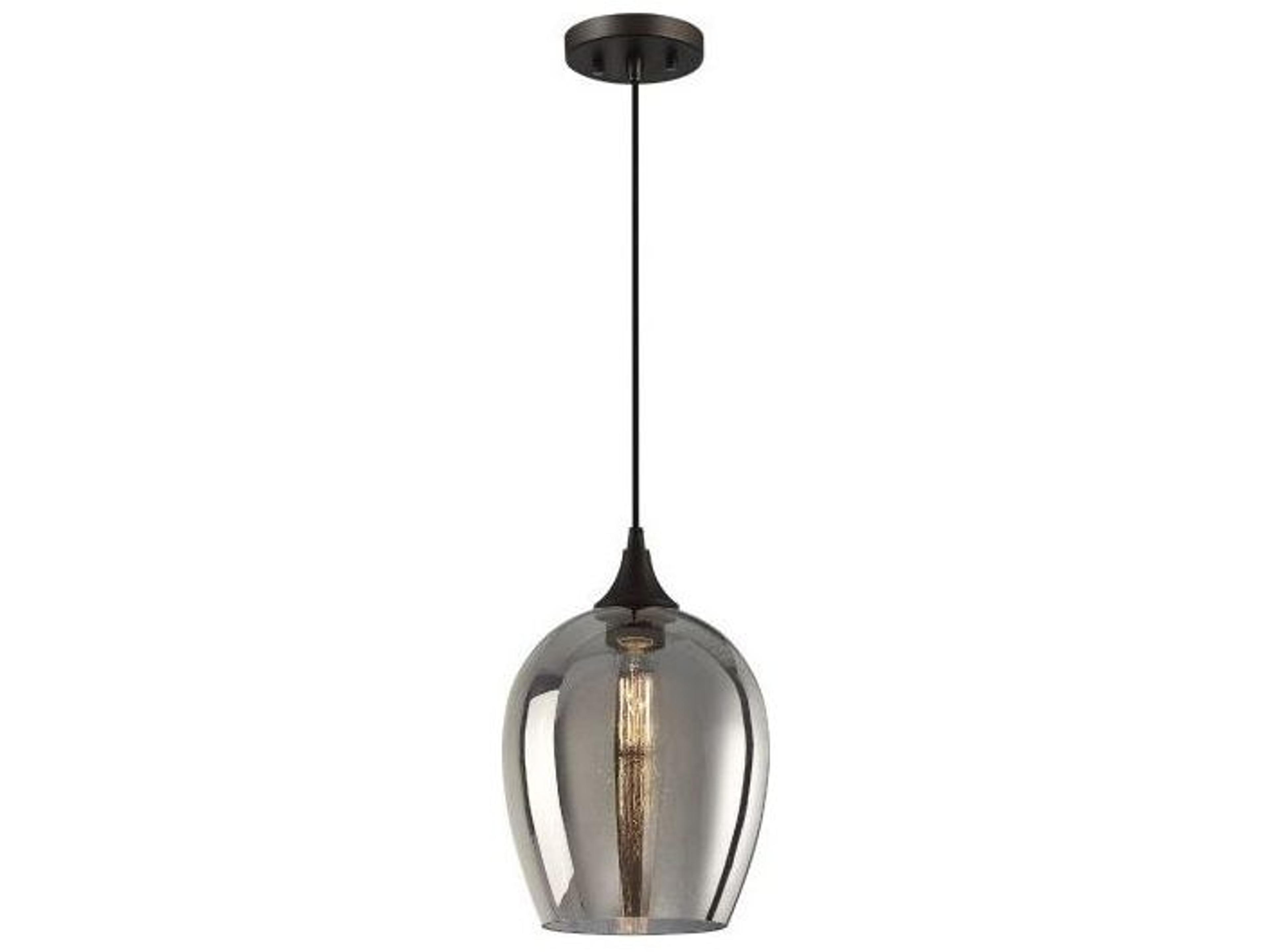 Meridian 1-Light Oil Rubbed Bronze Glass Bell Mini Pendant