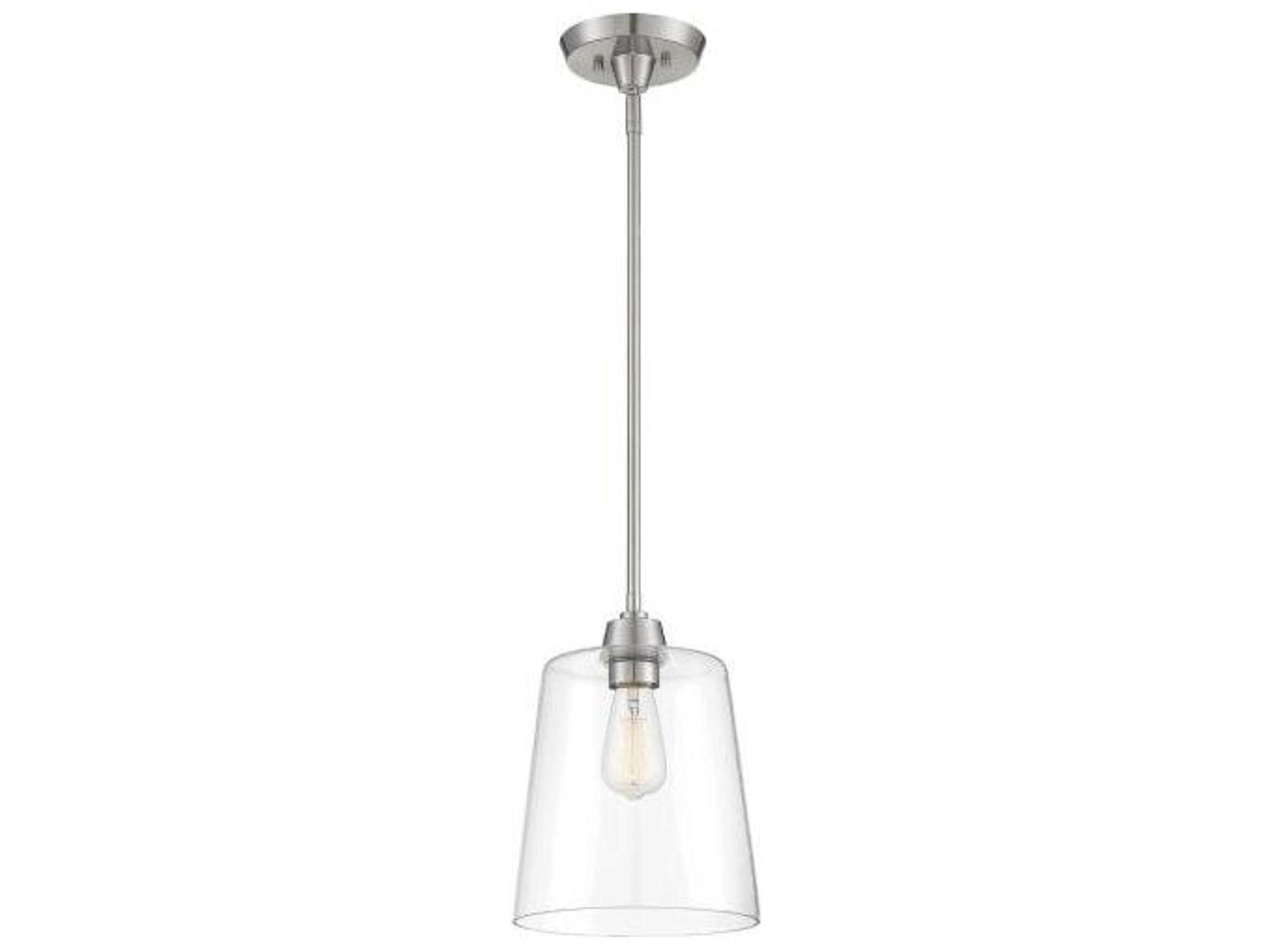 Meridian 1-Light Brushed Nickel Glass Empire Mini Pendant