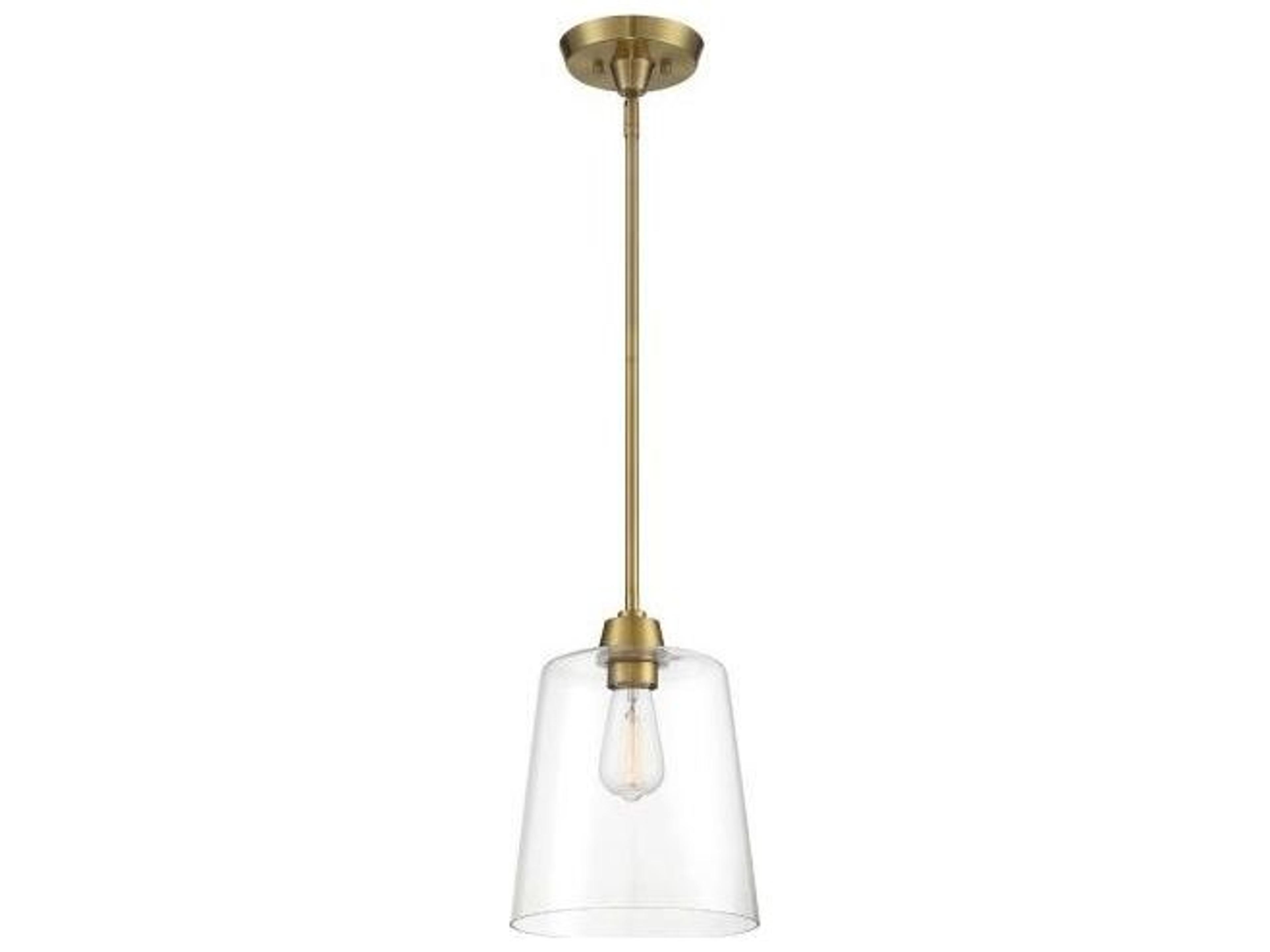 Meridian 1-Light Natural Brass Glass Empire Mini Pendant