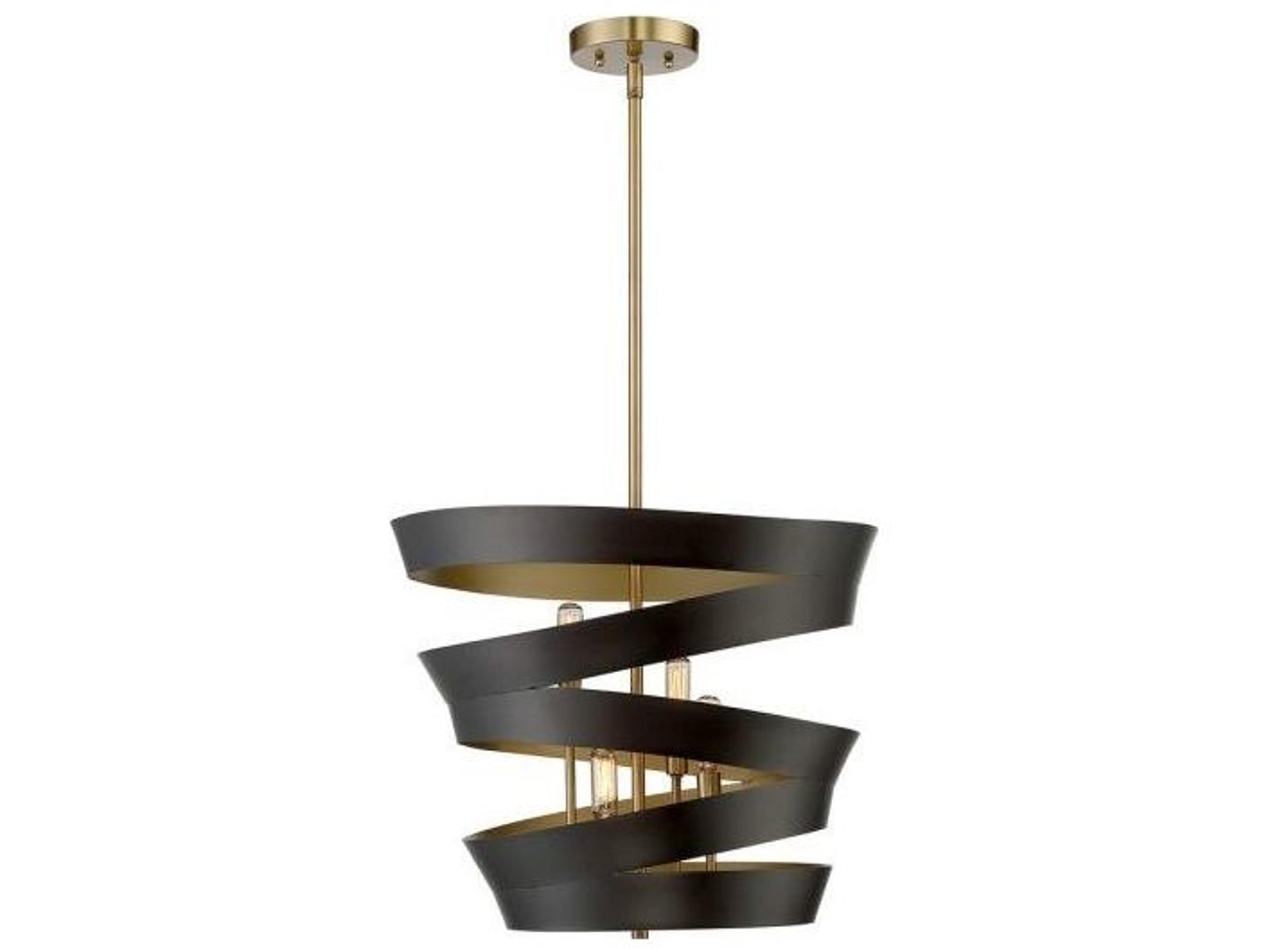 Meridian 4-Light Matte Black Gold Pendant