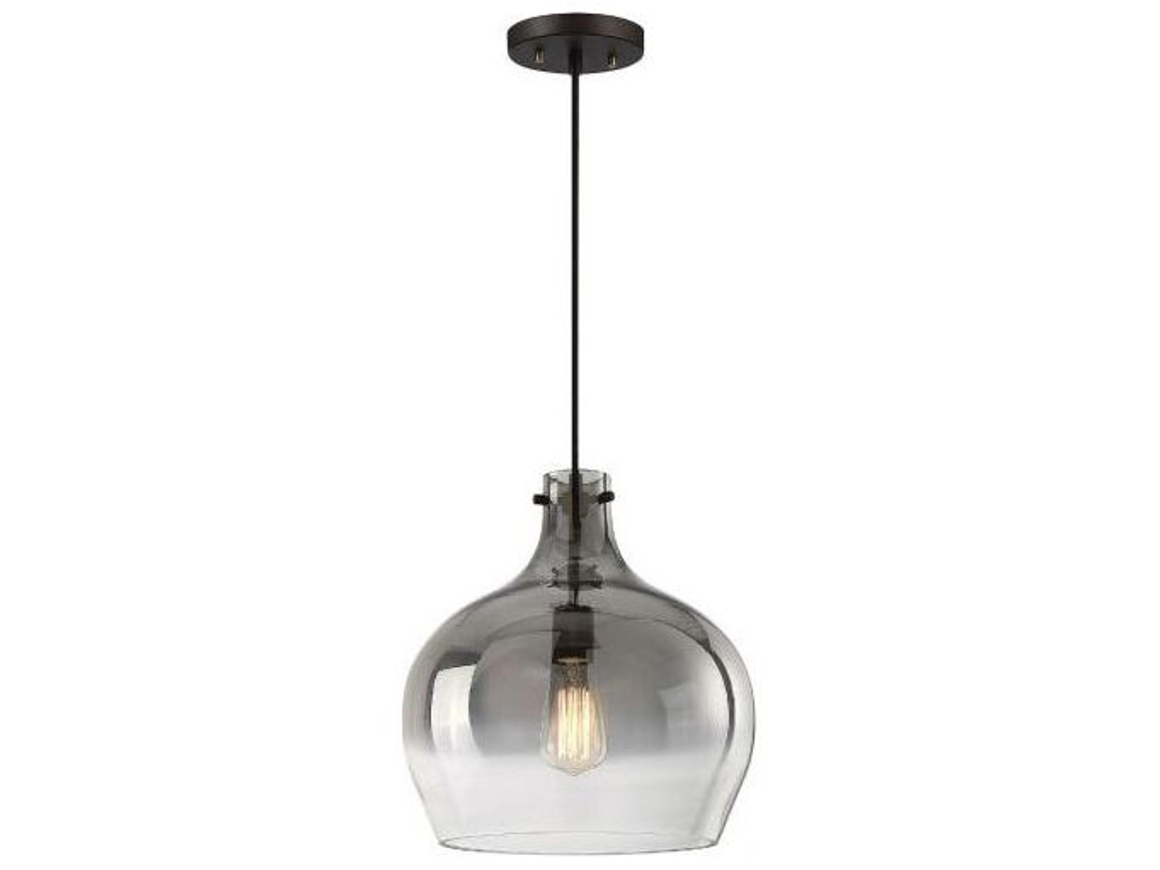 Meridian 1-Light Oil Rubbed Bronze Glass Bell Pendant