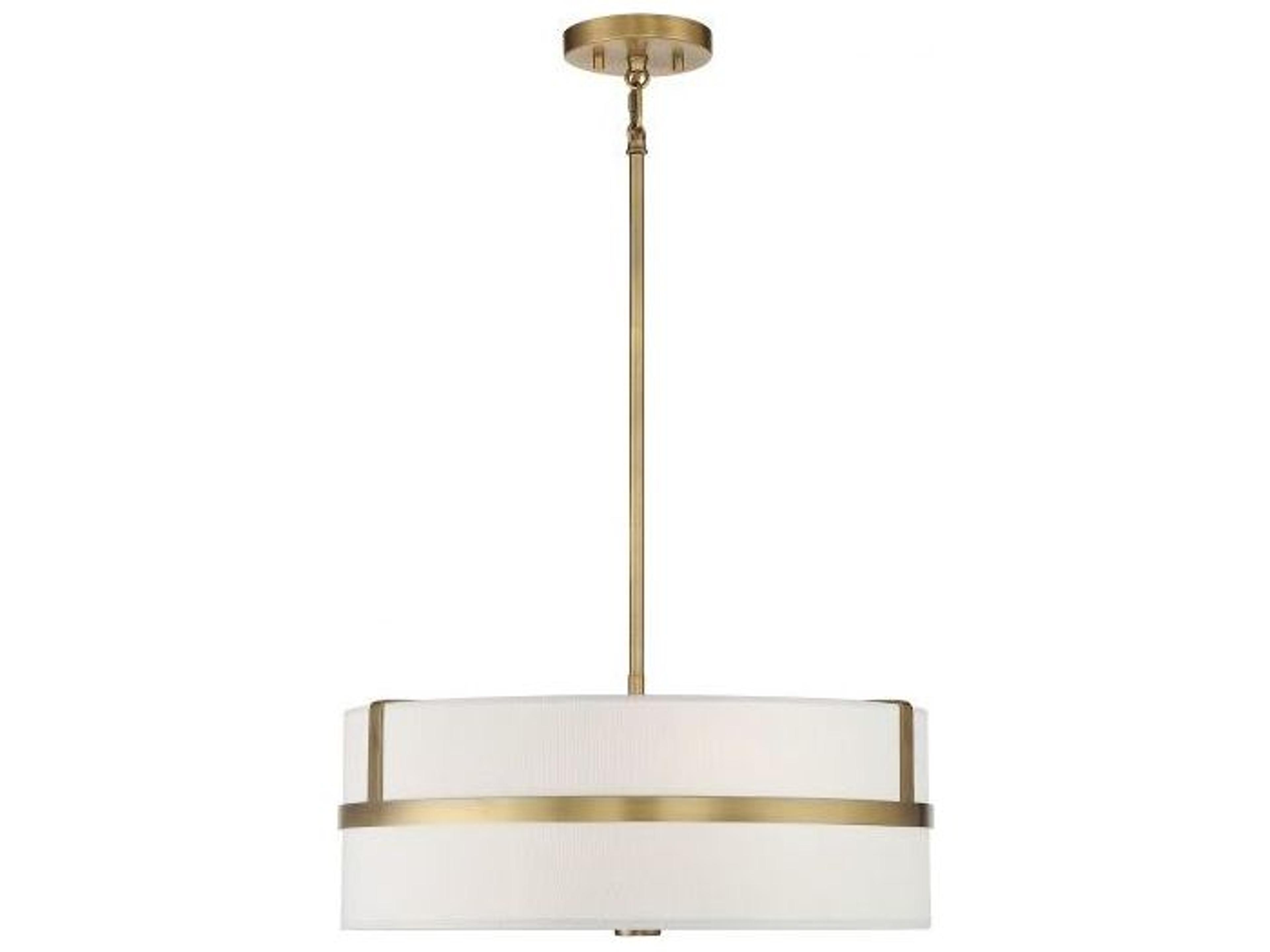 Meridian 4-Light Natural Brass Drum Pendant
