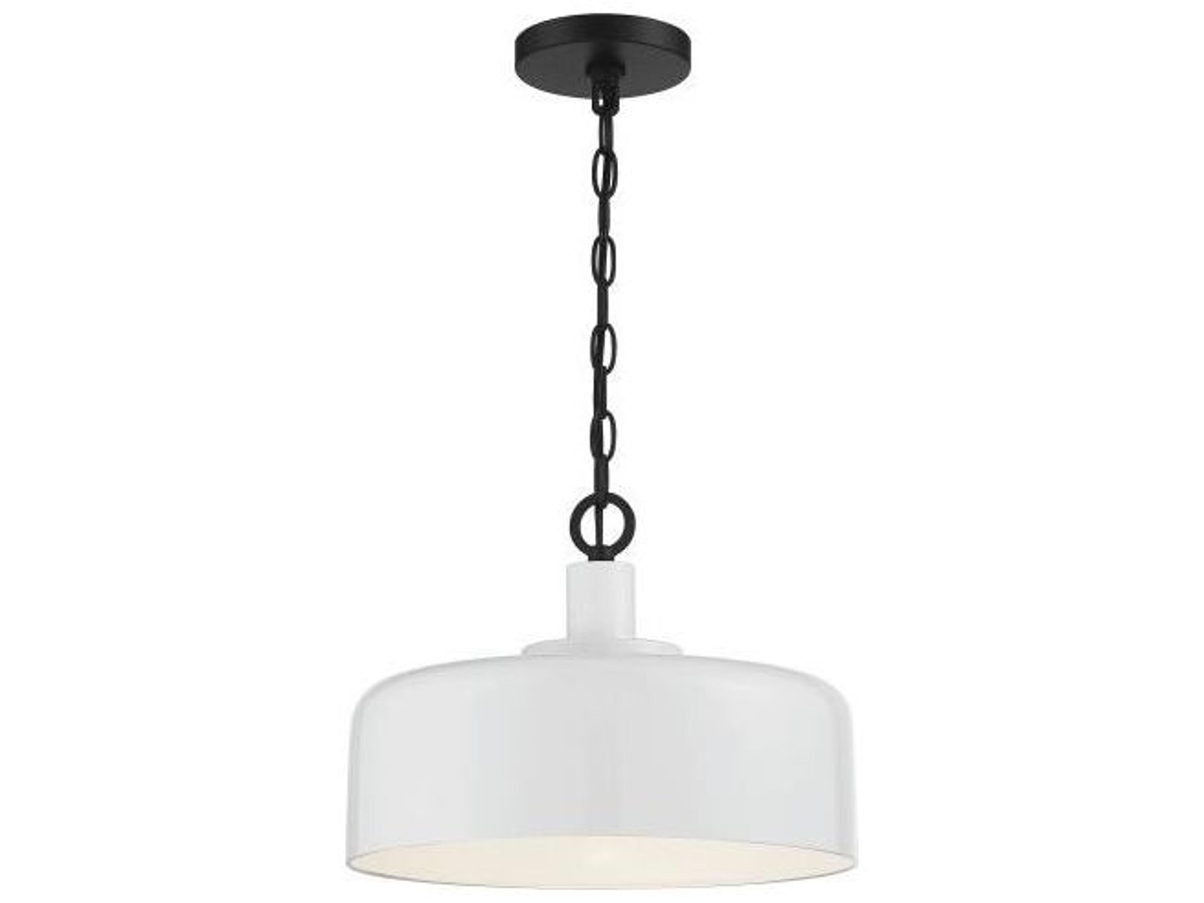 Meridian 1-Light White Black Drum Geometric Pendant