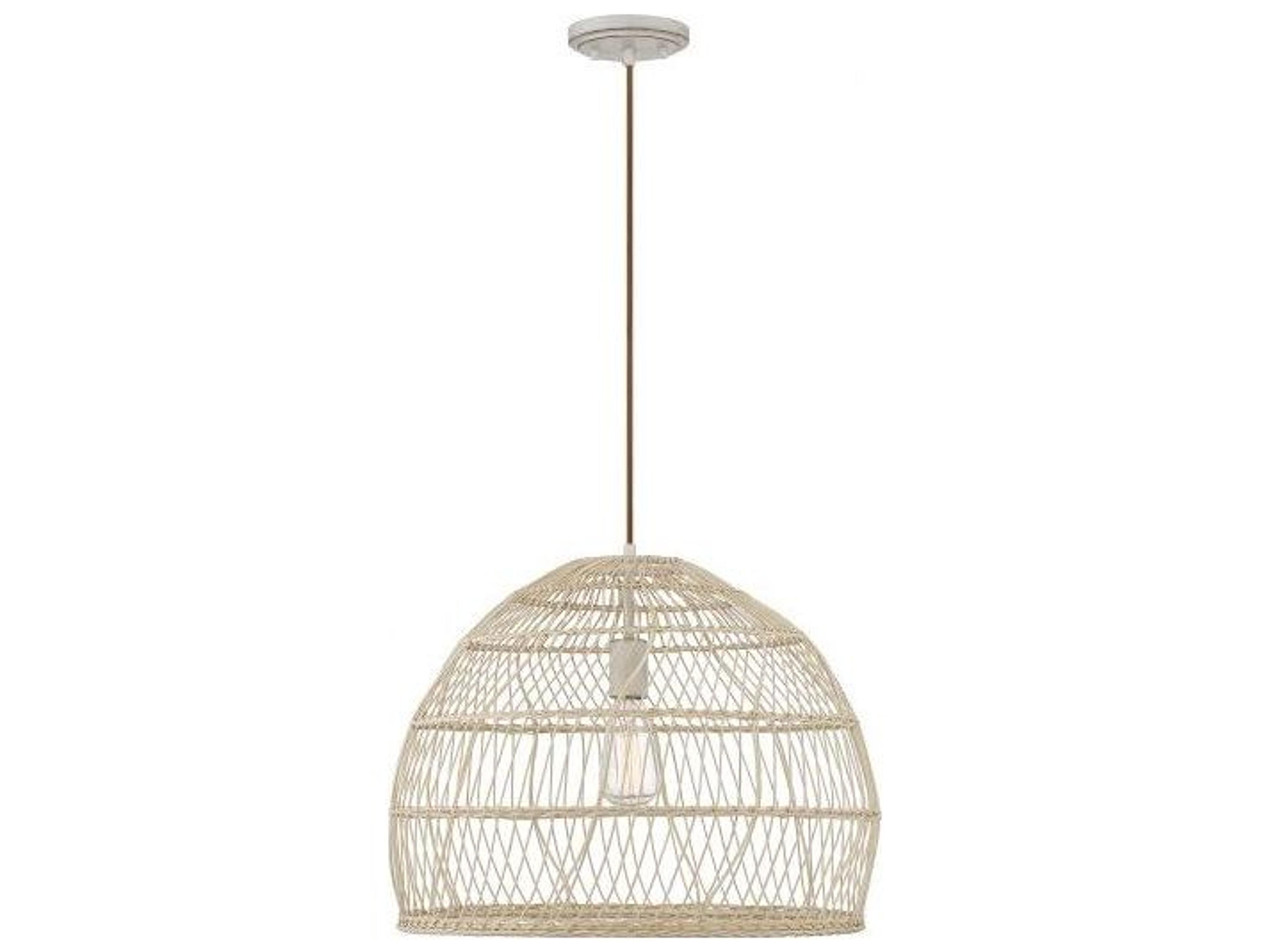Meridian 1-Light Natural Rattan Wood Dome Geometric Pendant