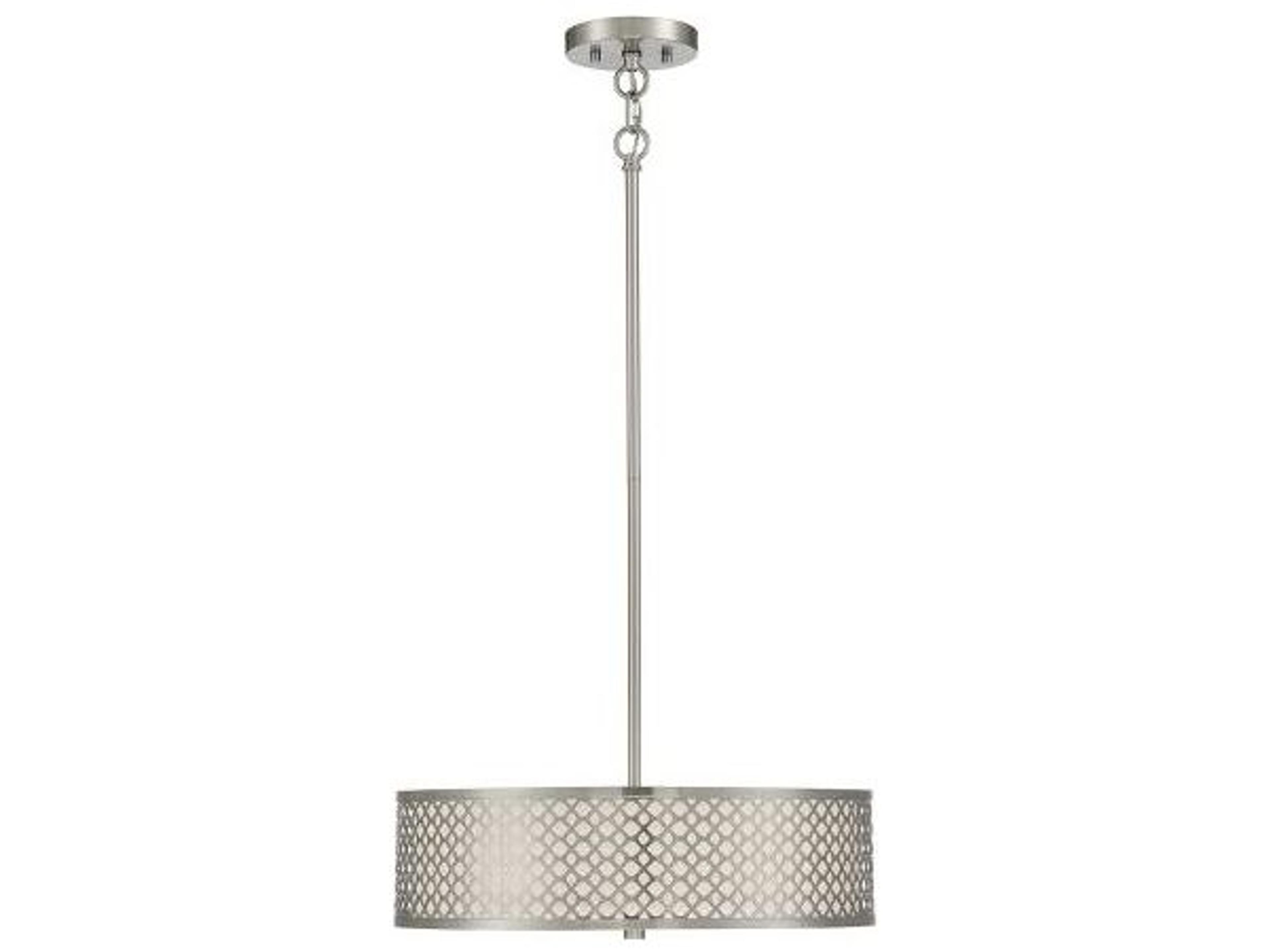 Meridian 3-Light Brushed Nickel Drum Geometric Pendant