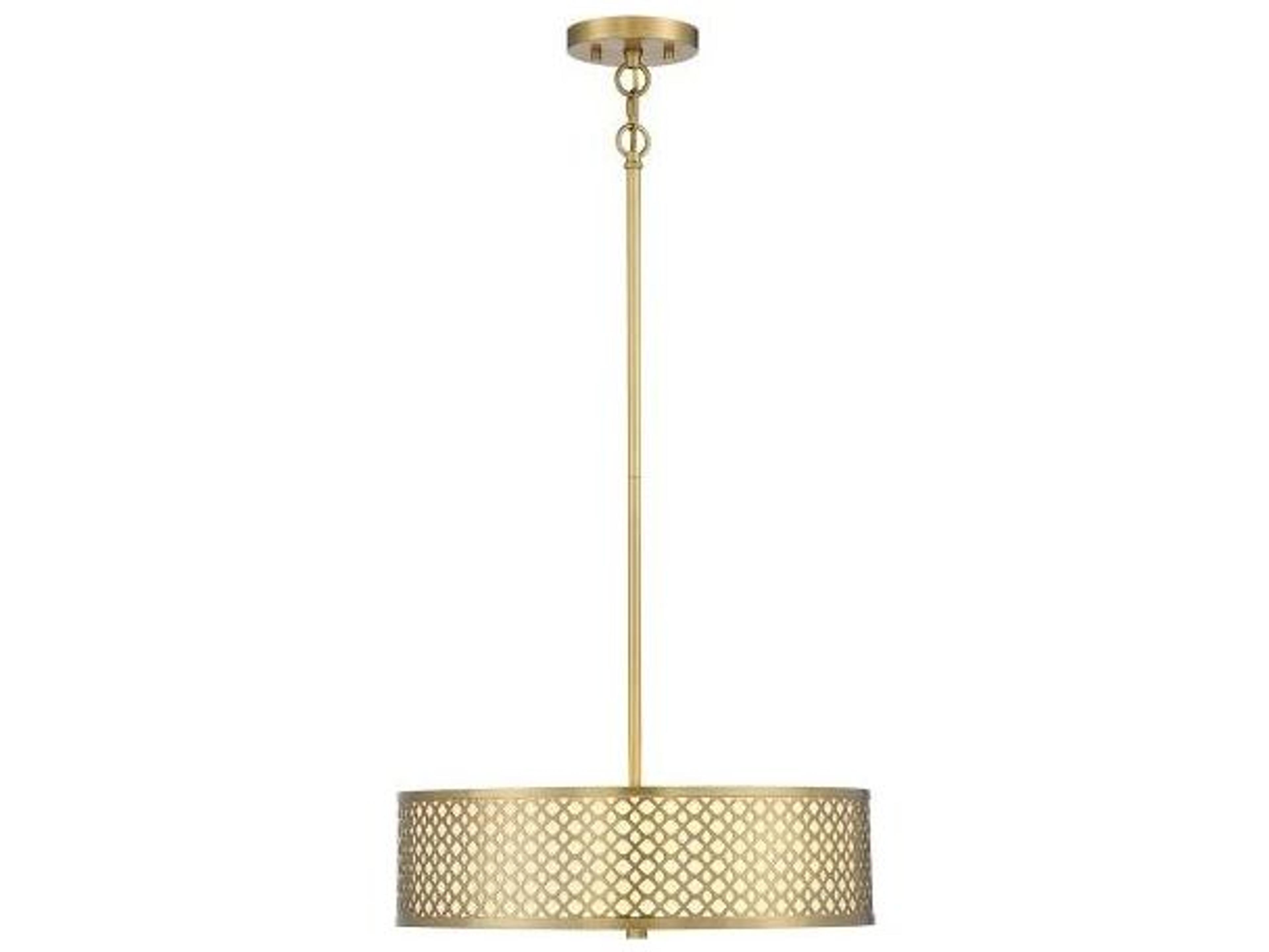 Meridian 3-Light Natural Brass Drum Geometric Pendant