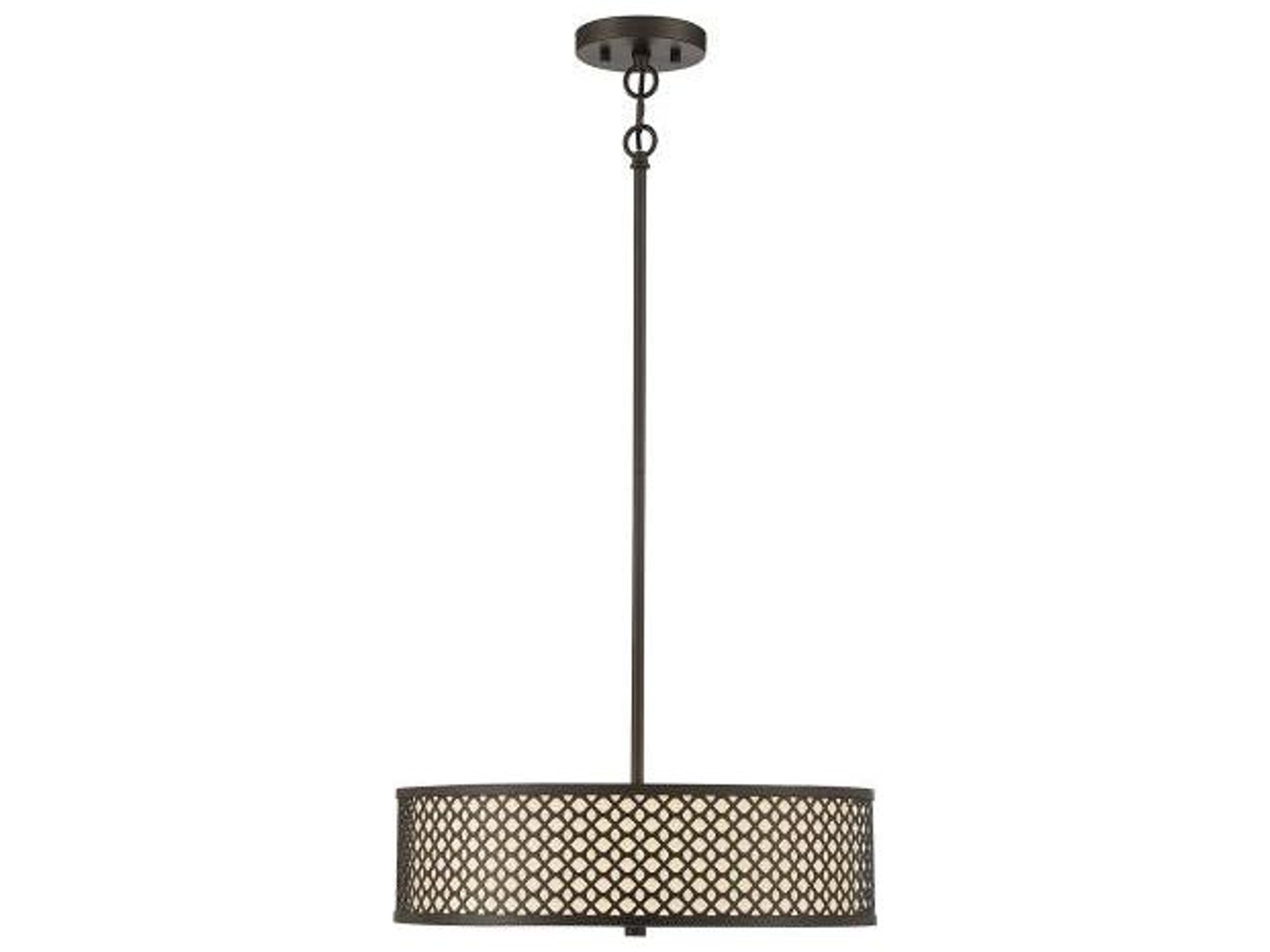 Meridian 3-Light Oil Rubbed Bronze Drum Geometric Pendant