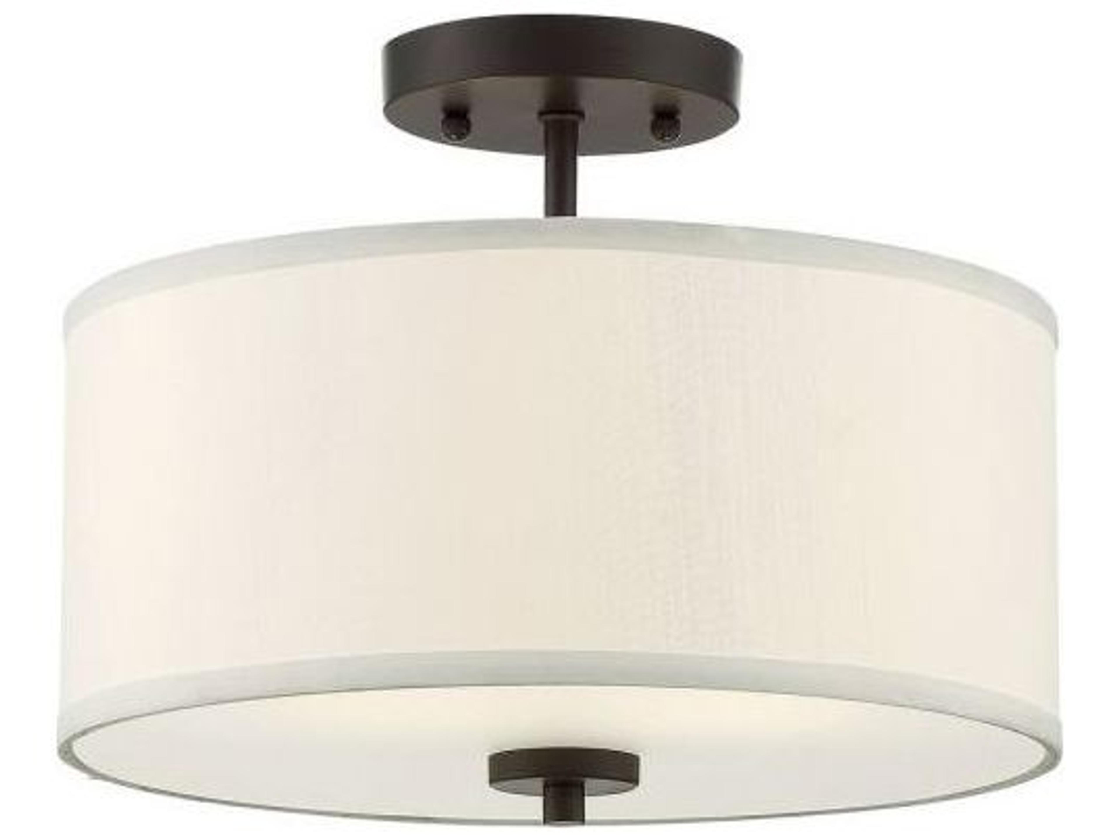 Savoy House Meridian 2-Light Oil Rubbed Bronze White Drum Semi Flush Mount