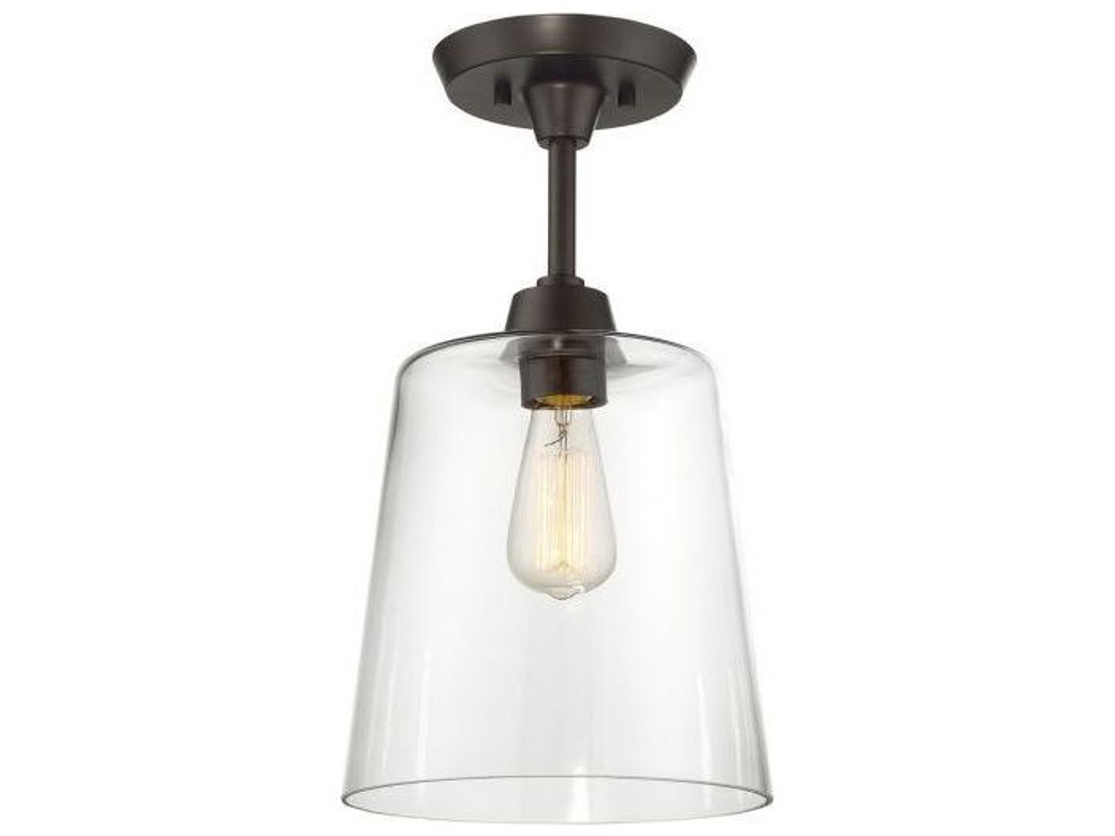 Meridian 1-Light Oil Rubbed Bronze Glass Empire Semi Flush Mount
