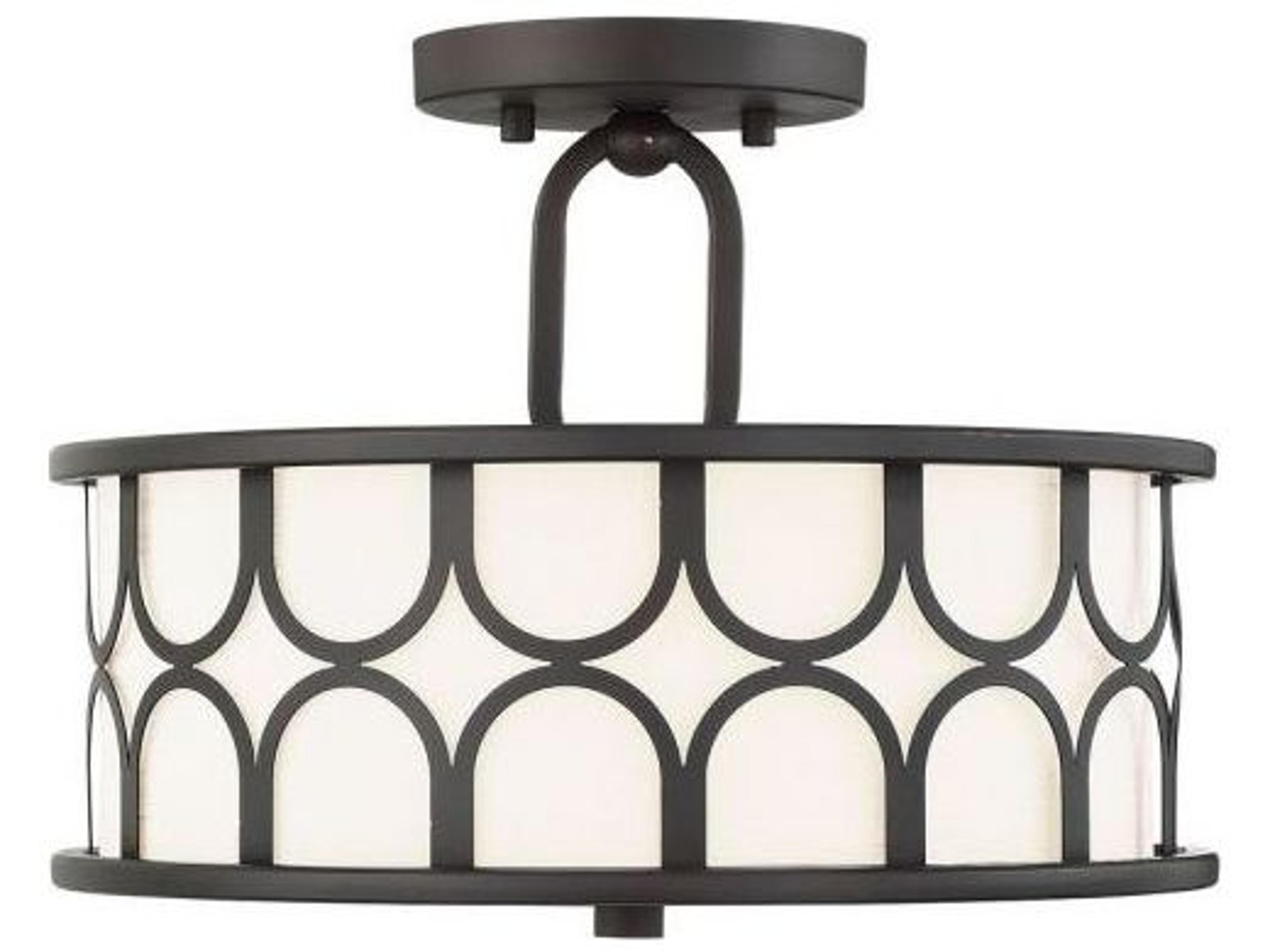 Meridian 2-Light Oil Rubbed Bronze Drum Semi Flush Mount