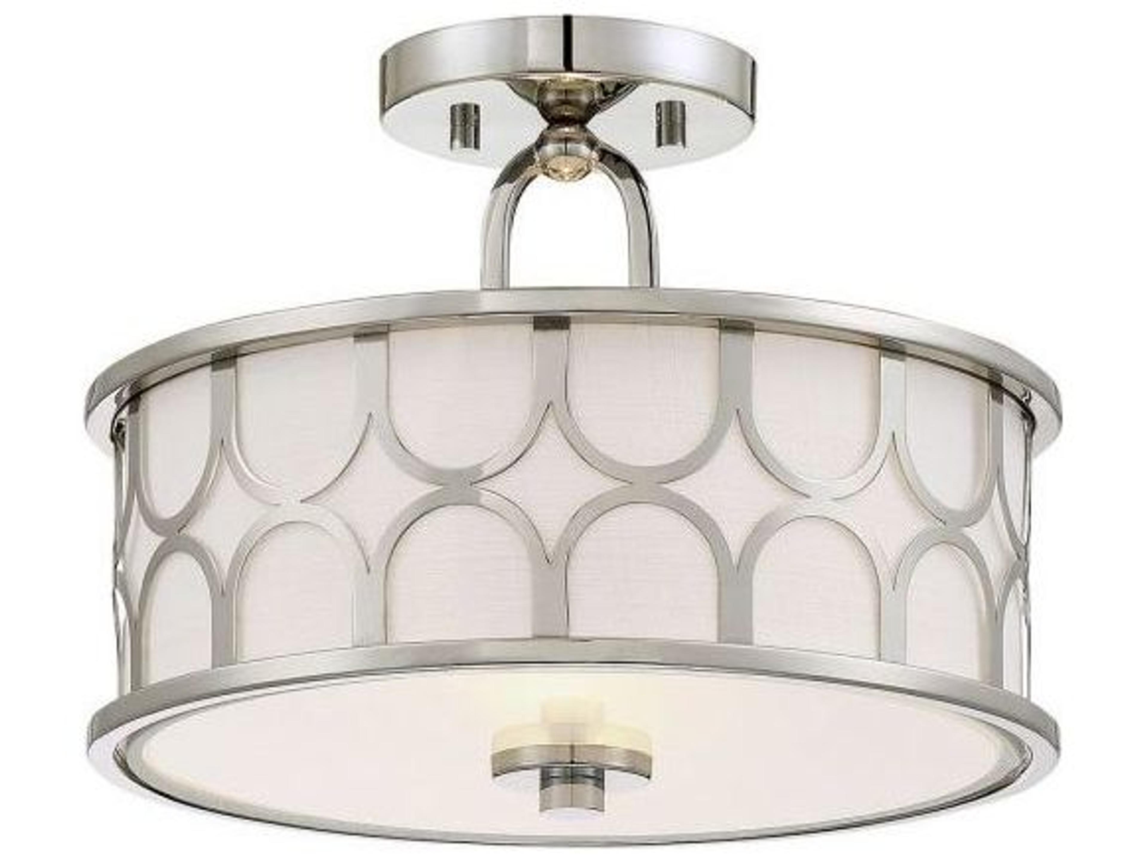 Meridian 2-Light Polished Nickel Drum Semi Flush Mount