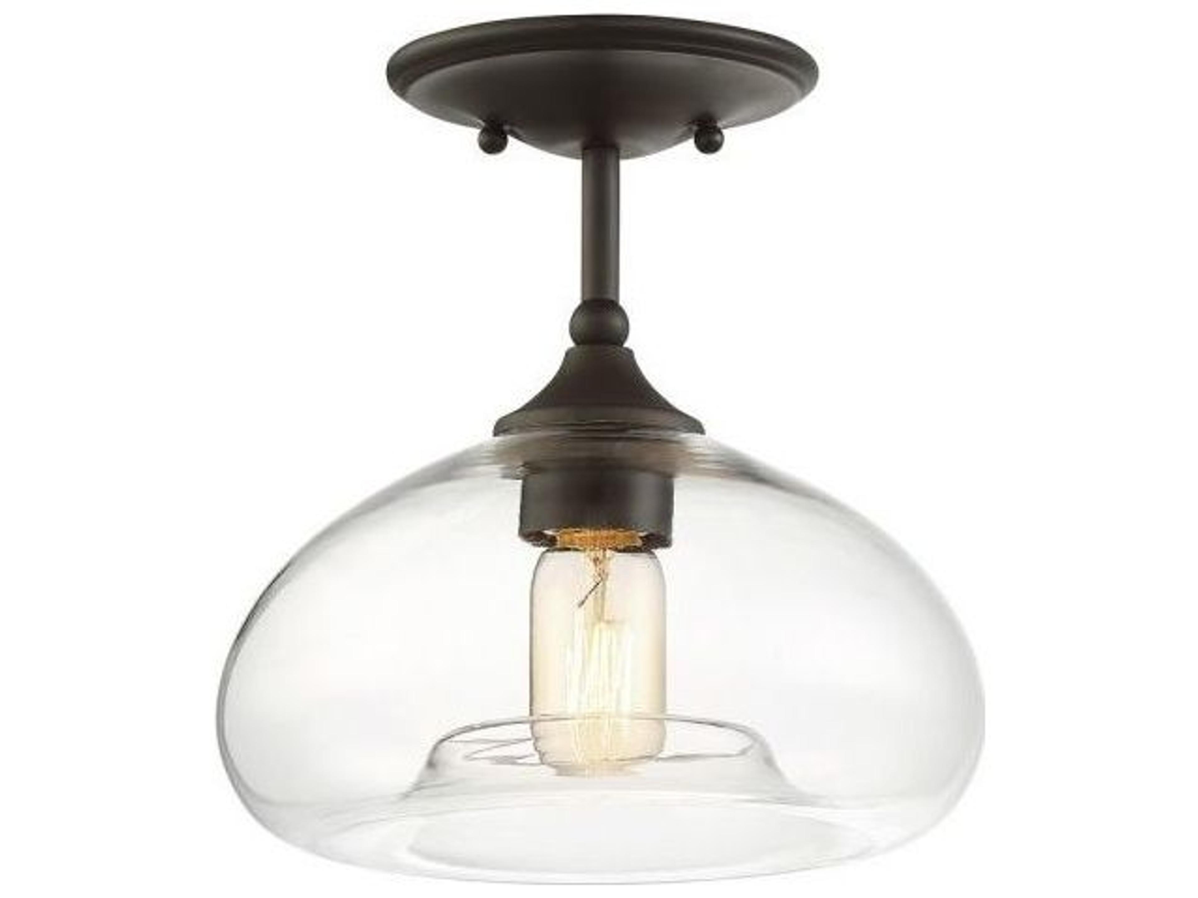 Meridian 1-Light Oil Rubbed Bronze Glass Dome Semi Flush Mount