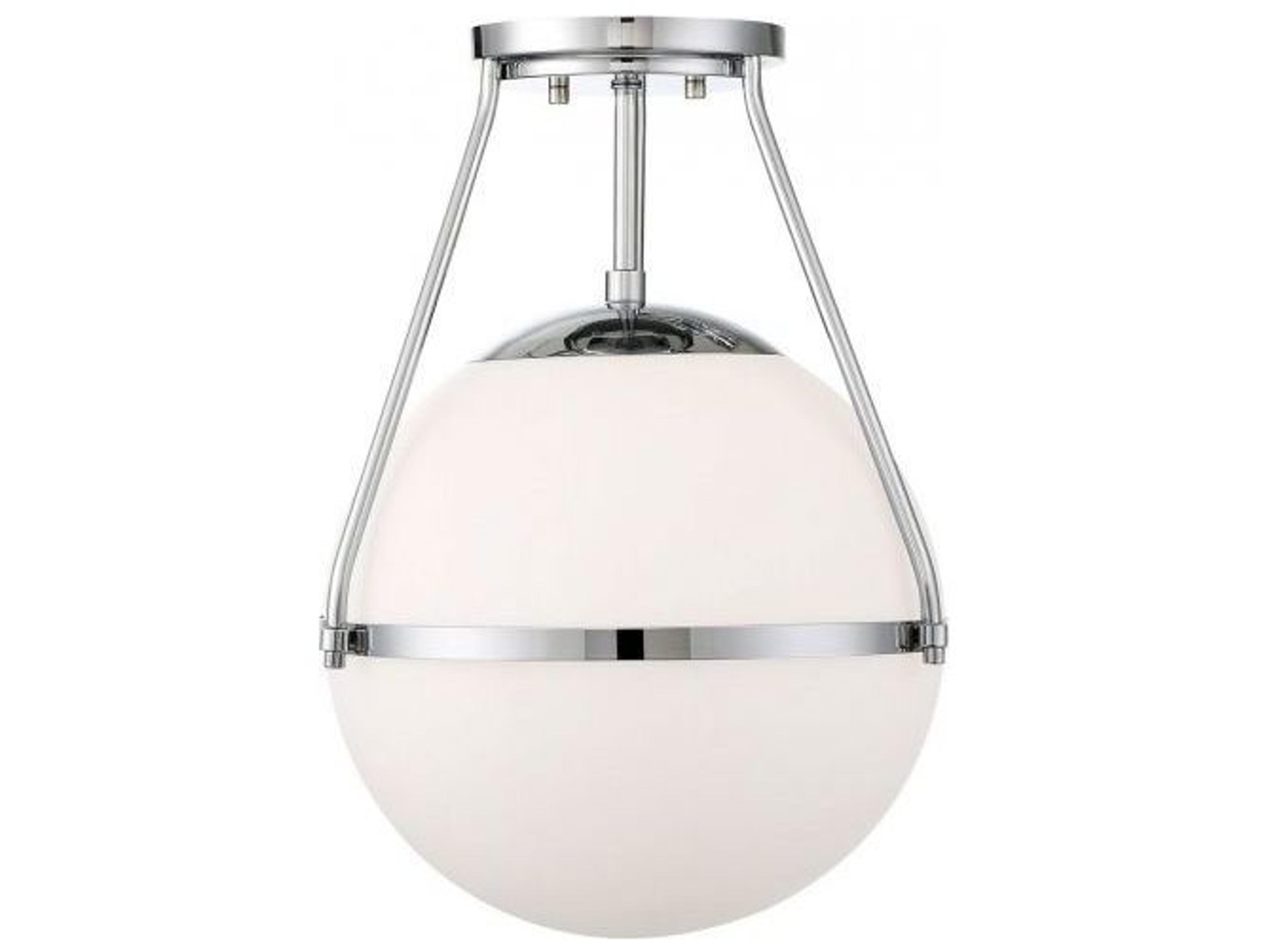 Meridian 1-Light Chrome Glass Globe Geometric Semi Flush Mount