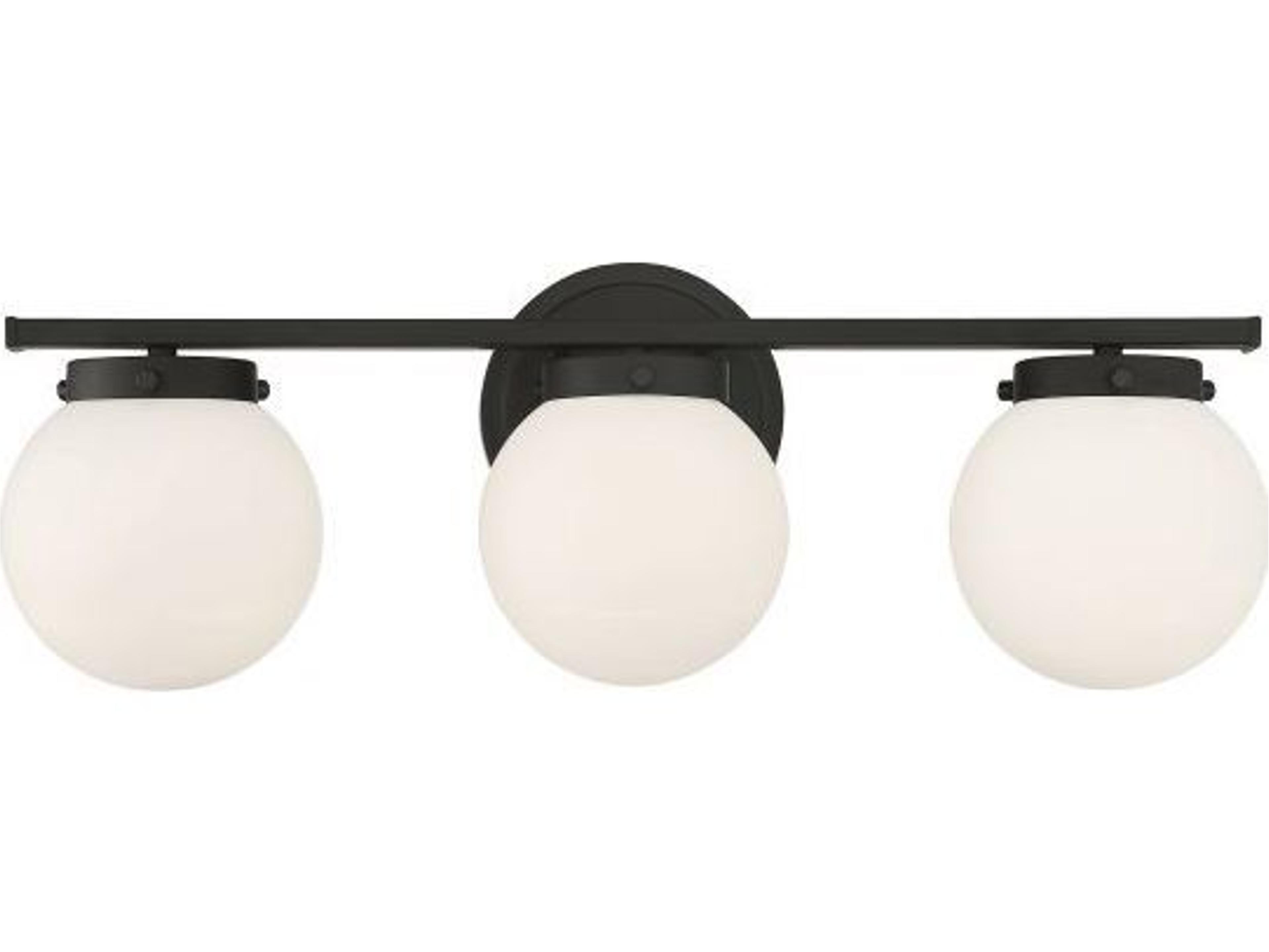 Meridian 3-Light Matte Black Glass Vanity Light