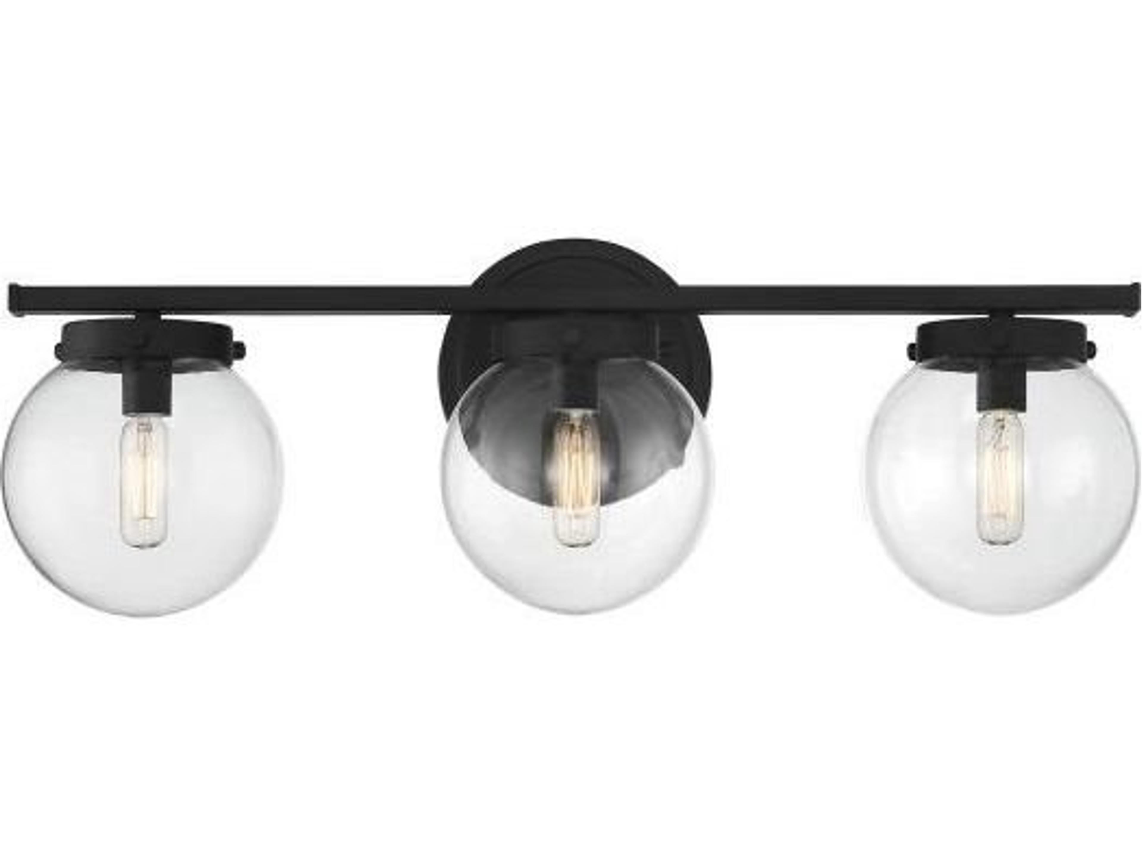 Meridian 3-Light Matte Black Glass Vanity Light