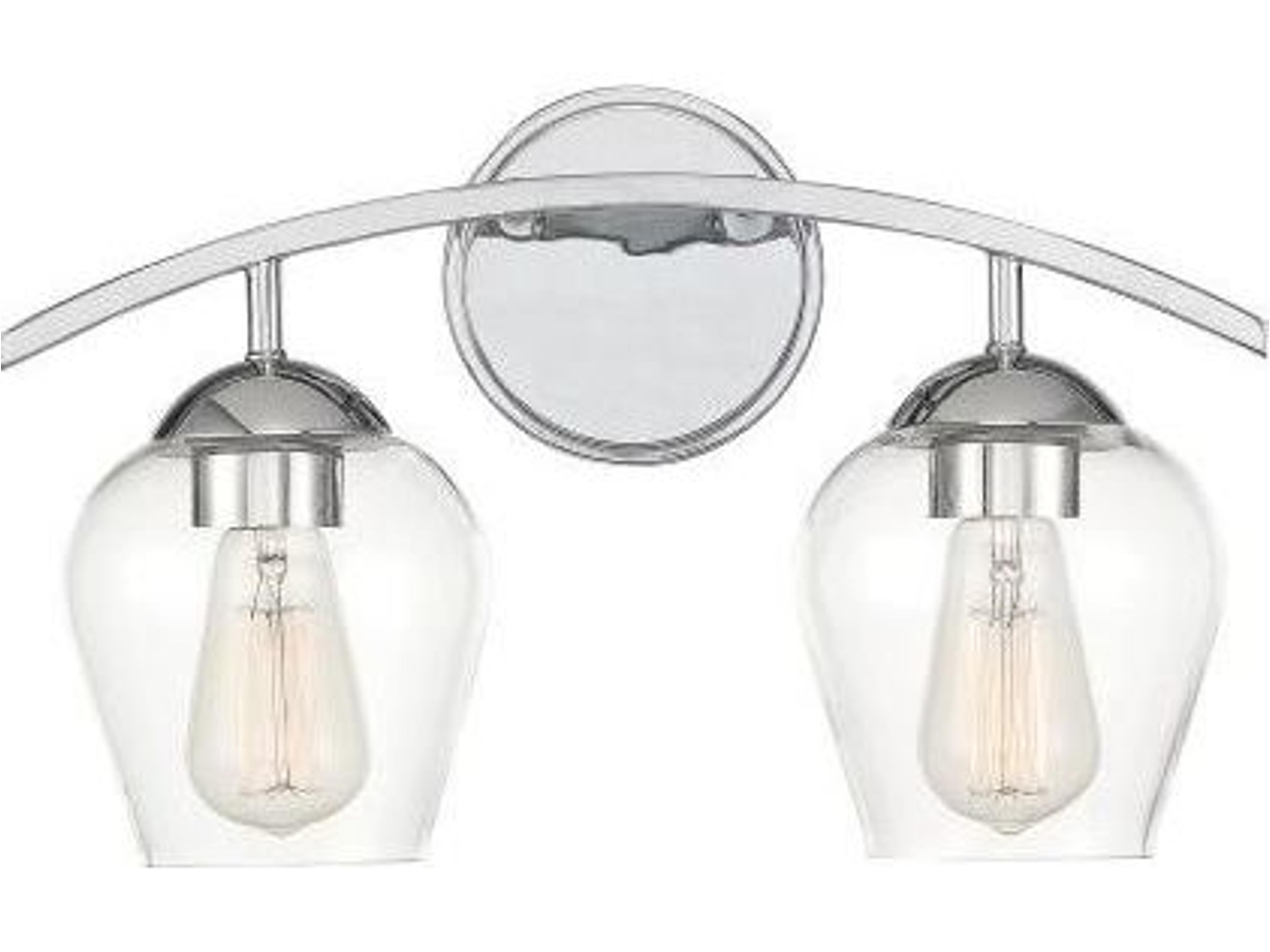 Meridian 2-Light Chrome Glass Vanity Light