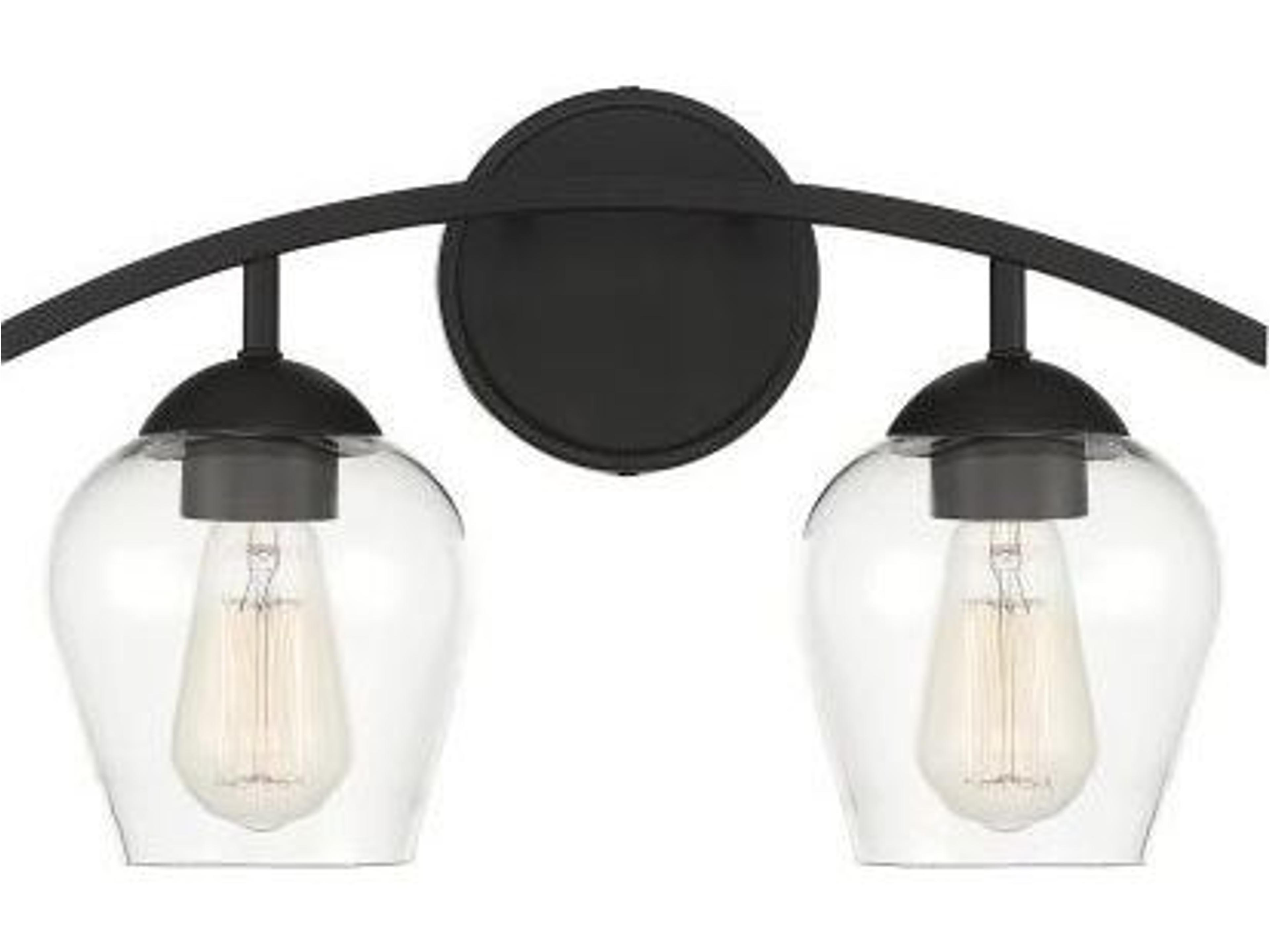 Meridian 2-Light Matte Black Glass Vanity Light