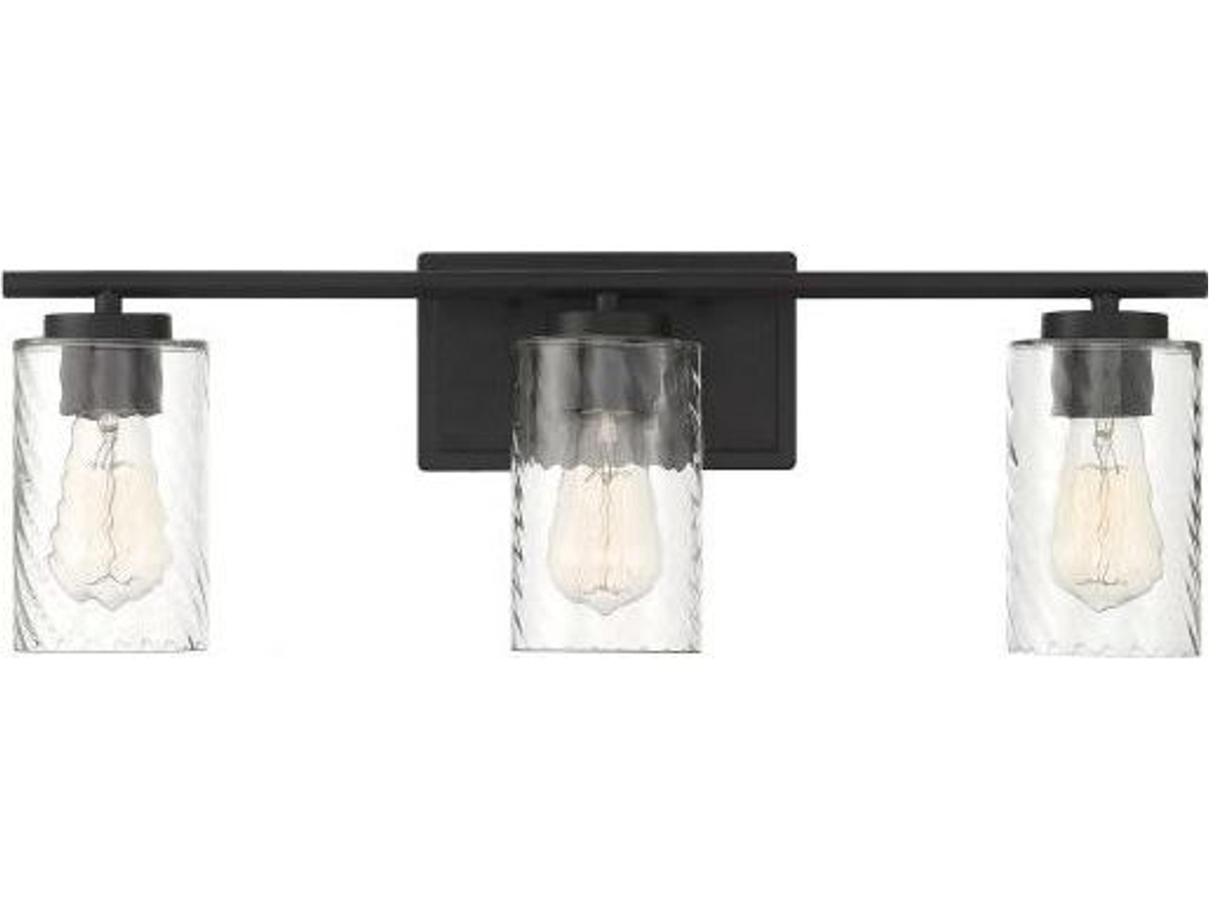 Meridian 3-Light Matte Black Glass Vanity Light