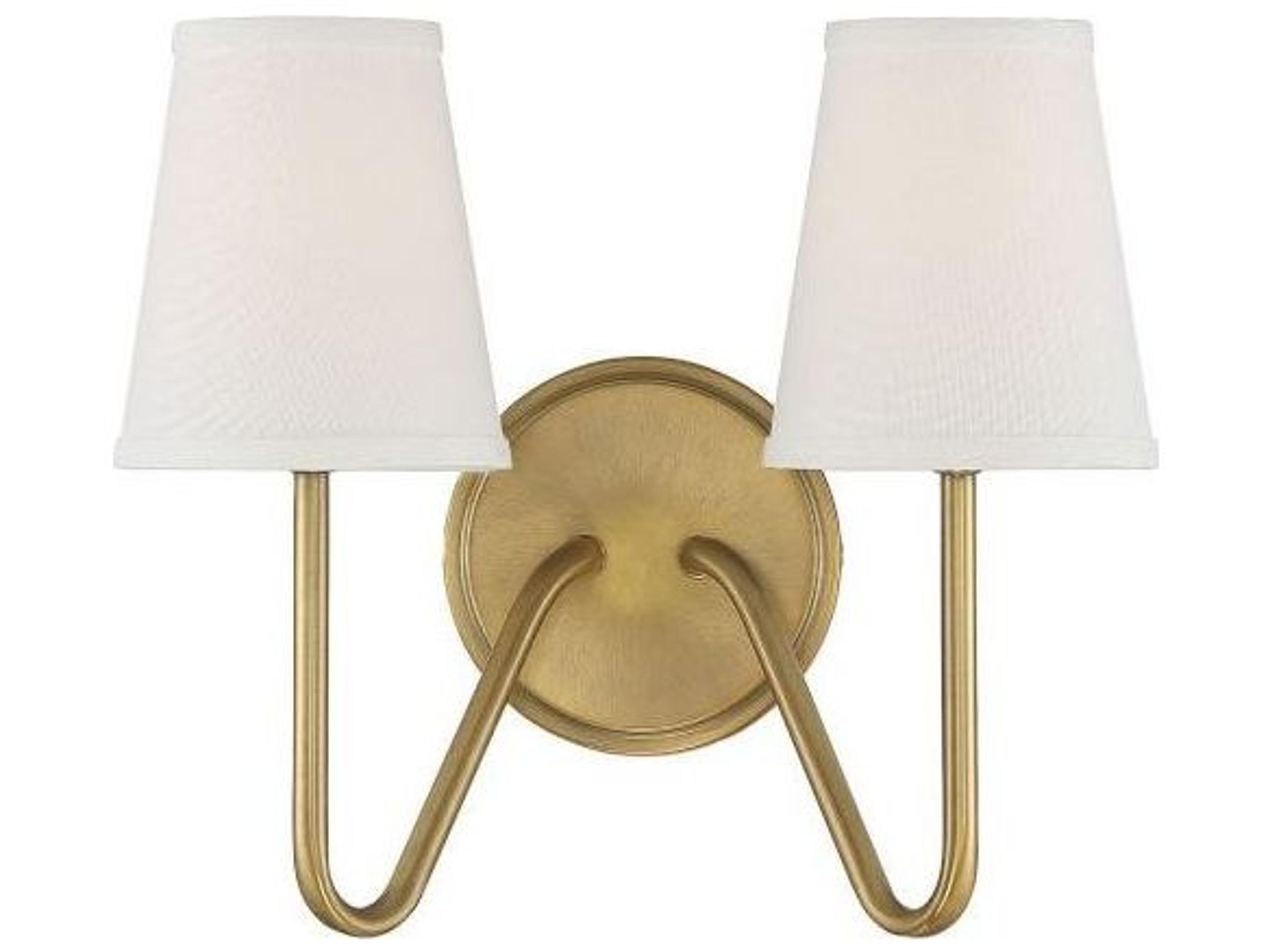 Meridian 2-Light Natural Brass Vanity Light