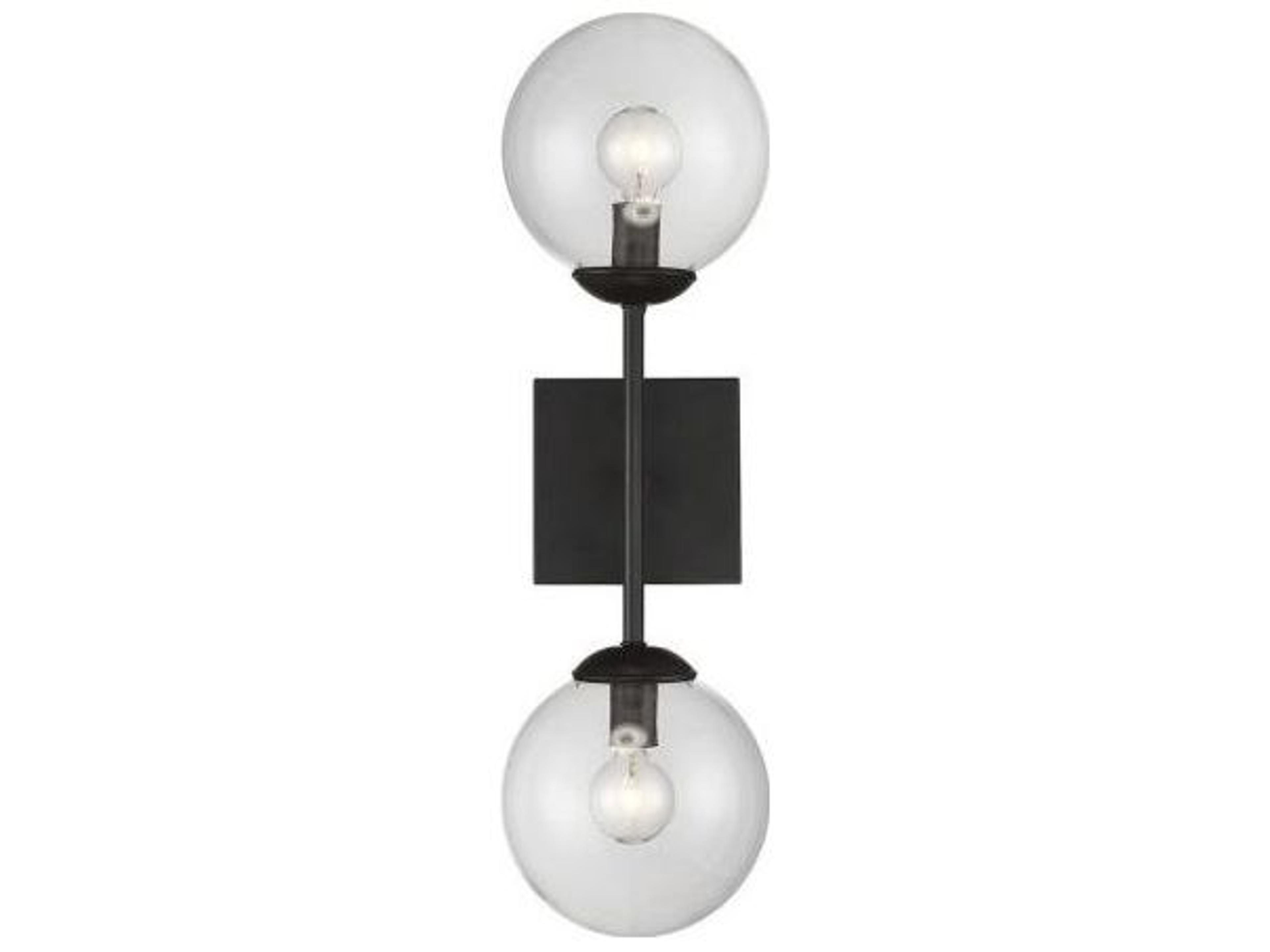 Meridian 2-Light Black Glass Wall Sconce