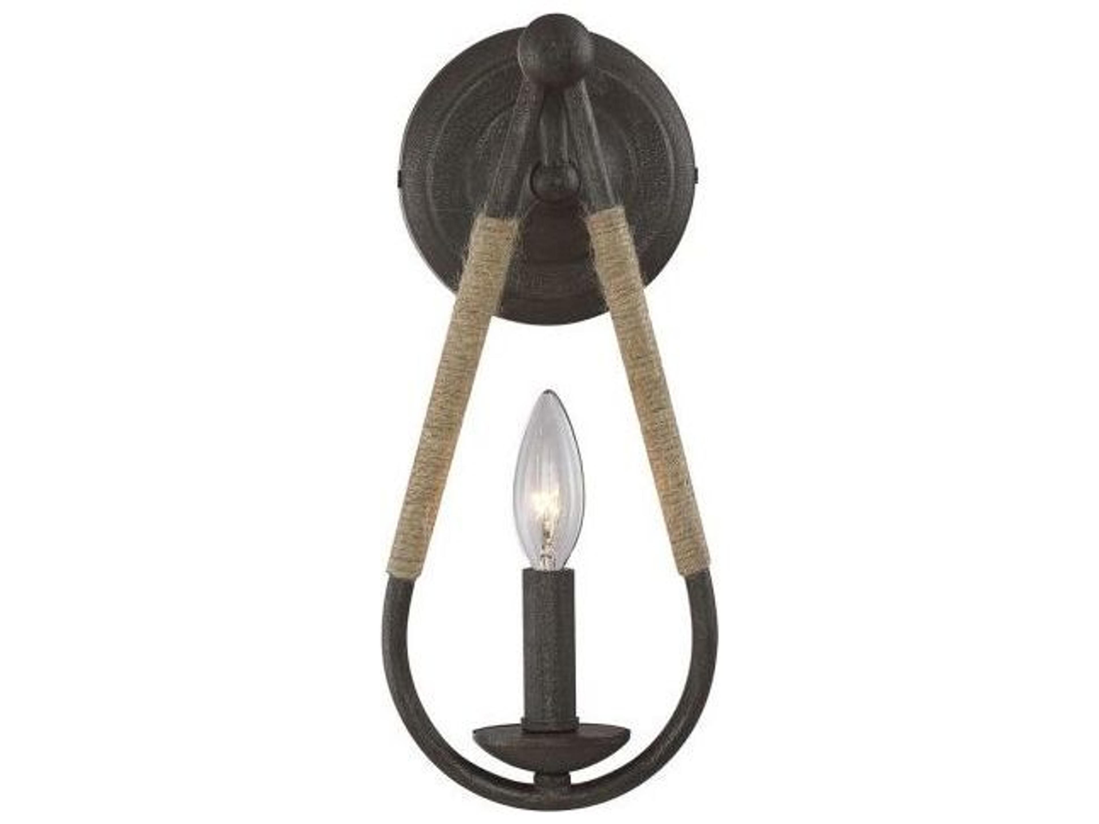 Meridian 1-Light Rusty Nail Rope Black Wall Sconce