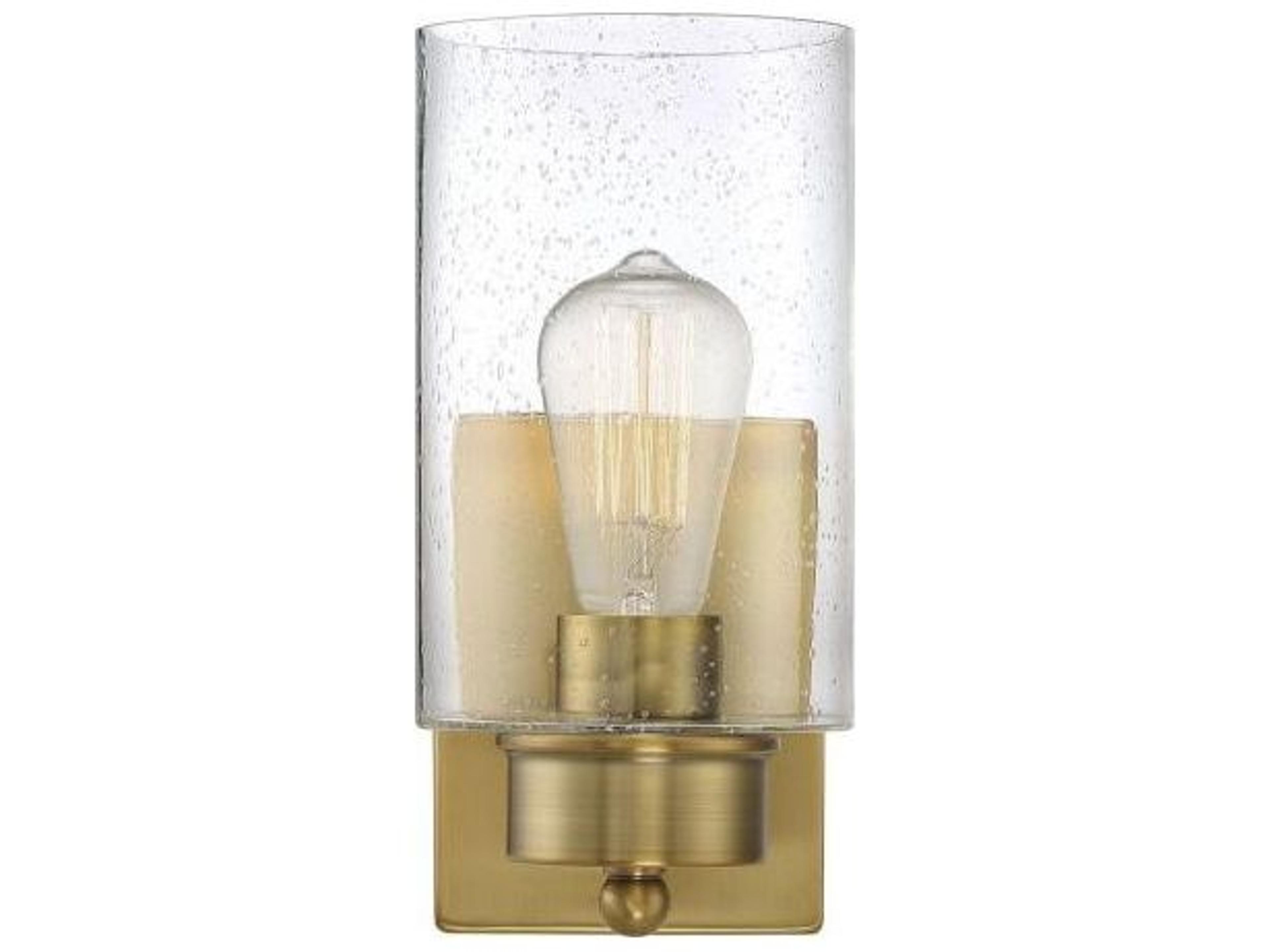 Meridian 1-Light Natural Brass Glass Wall Sconce