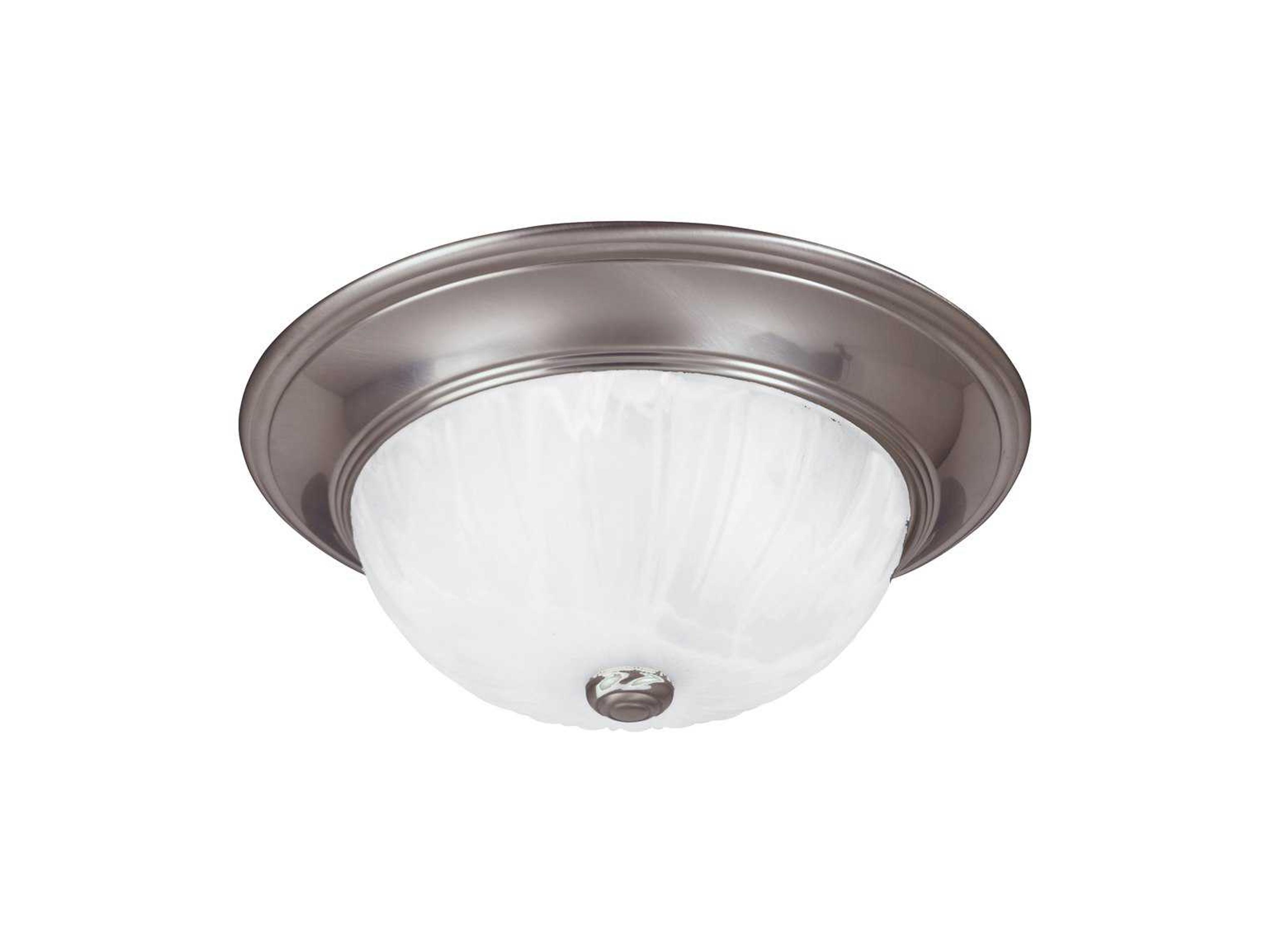 Flush Mount 2-Light Satin Nickel Glass Bowl