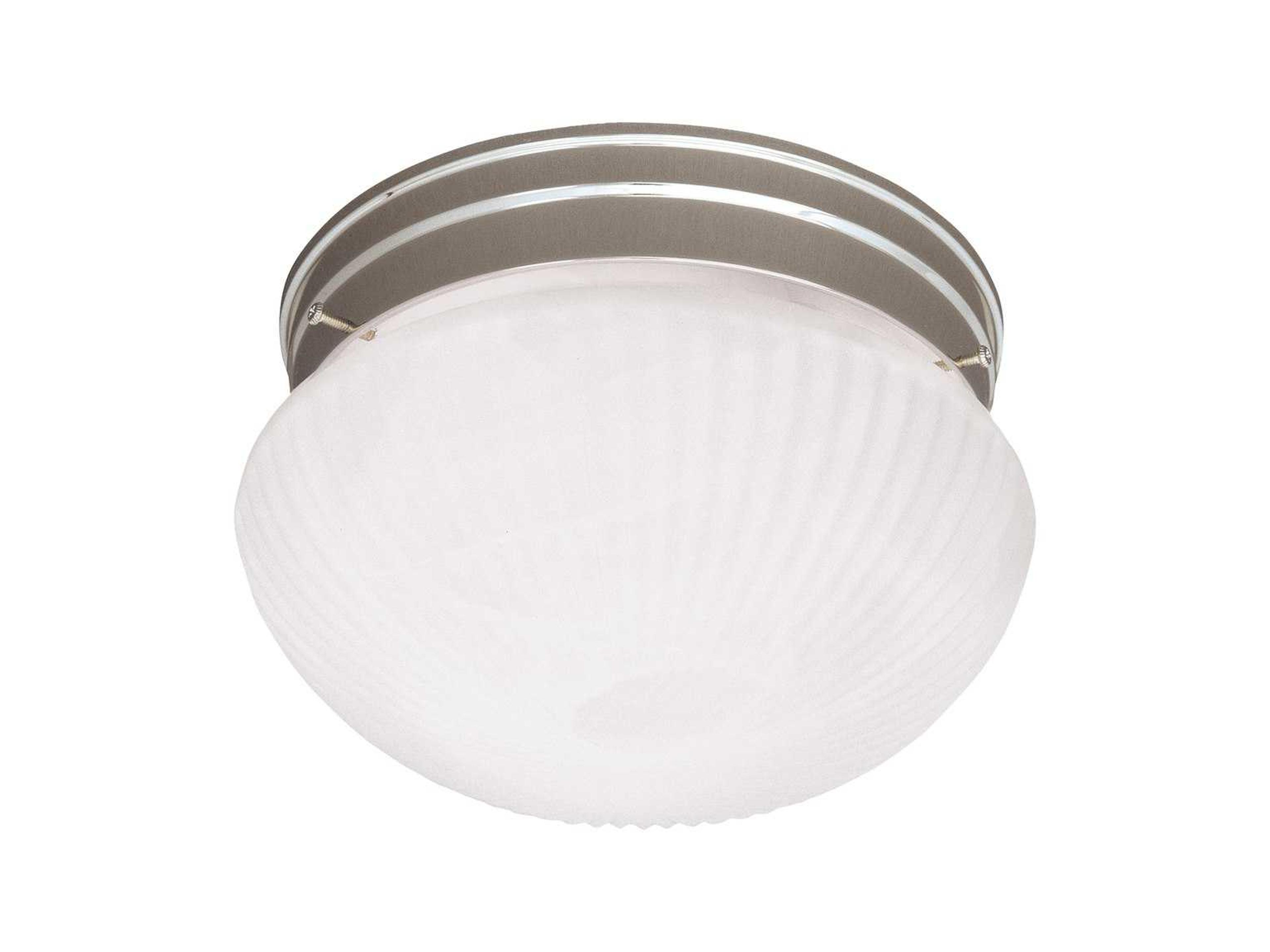 Flush Mount 1-Light Satin Nickel Glass Bowl