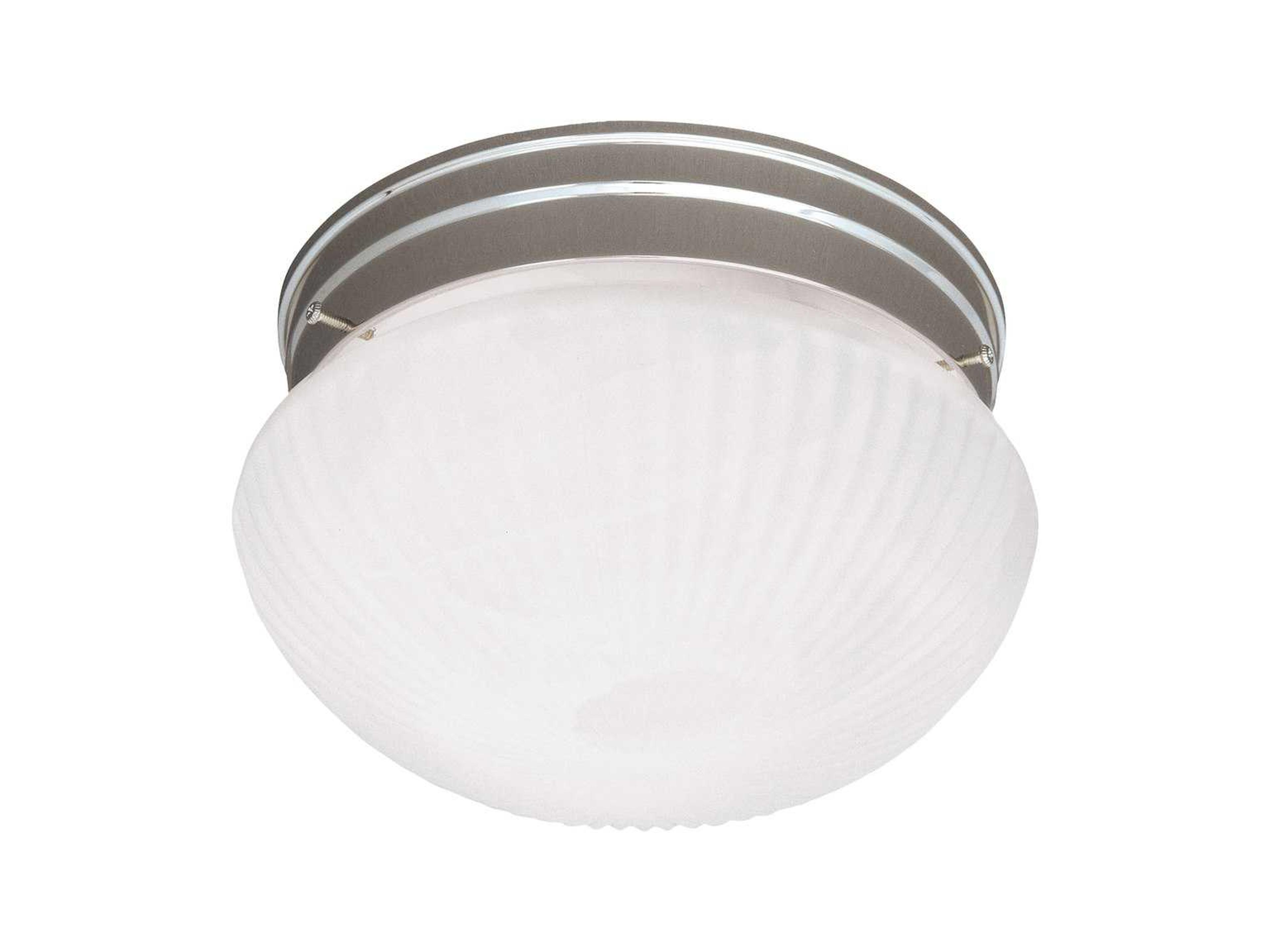 Flush Mount 2-Light Satin Nickel Glass Bowl