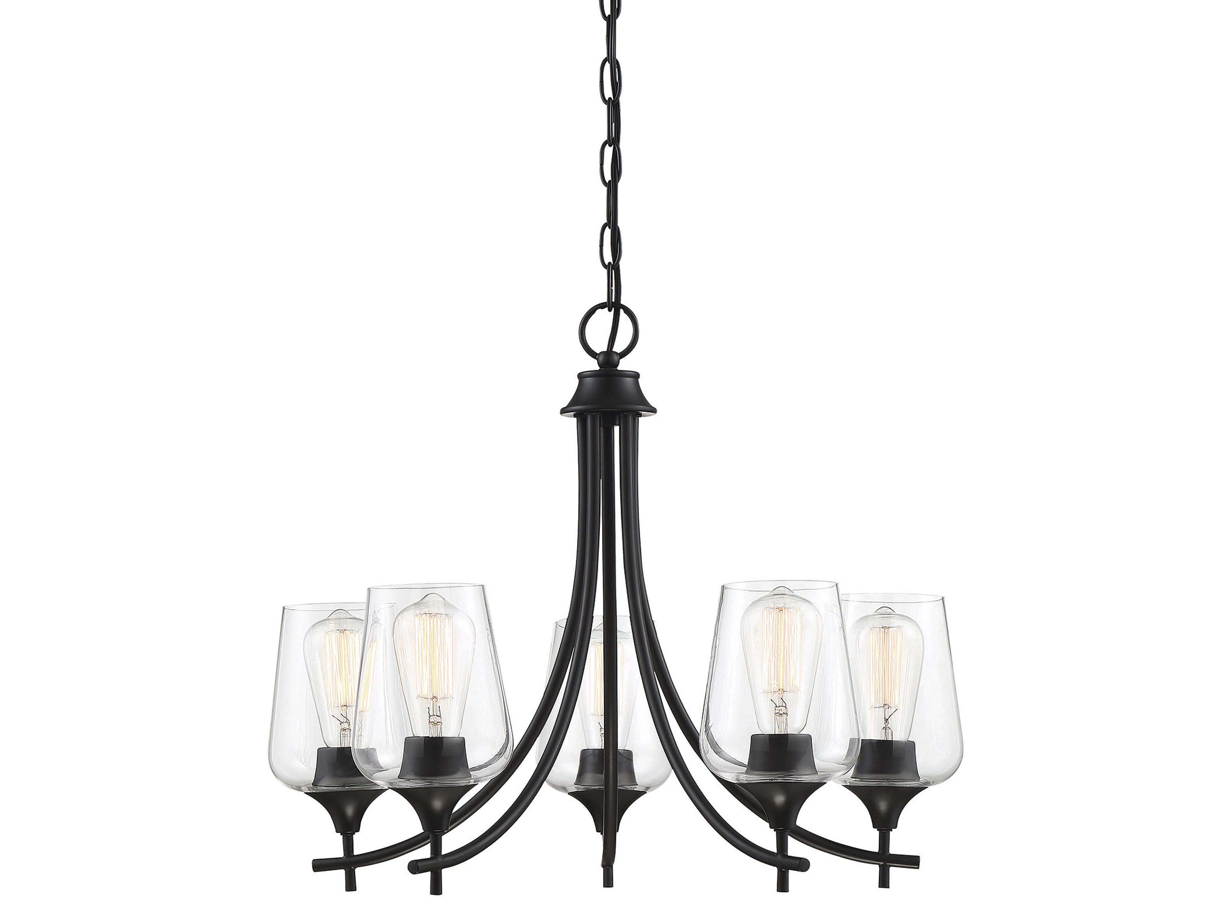 Octave 5-Light Black Glass Chandelier