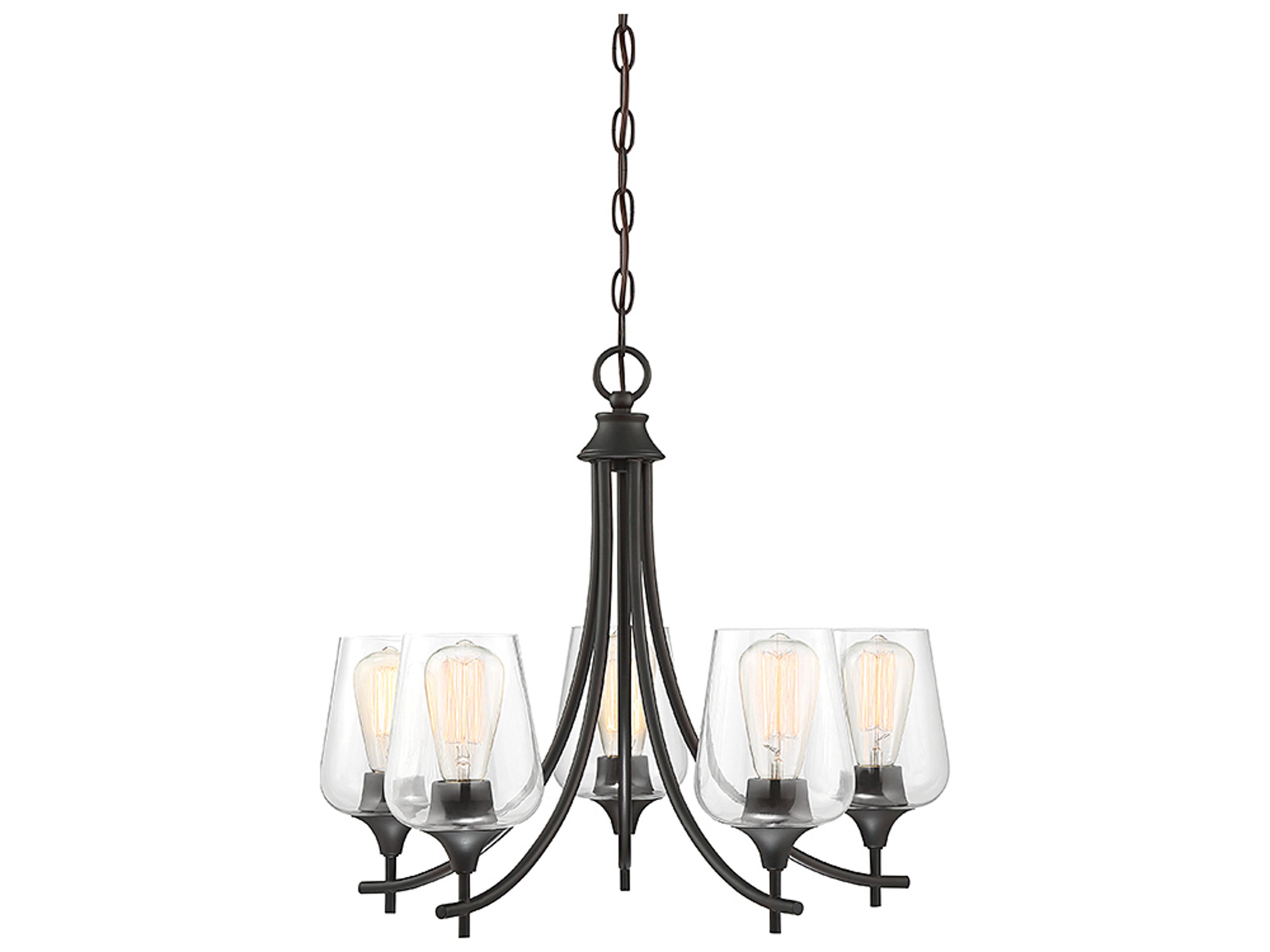 Octave 5-Light English Bronze Glass Chandelier
