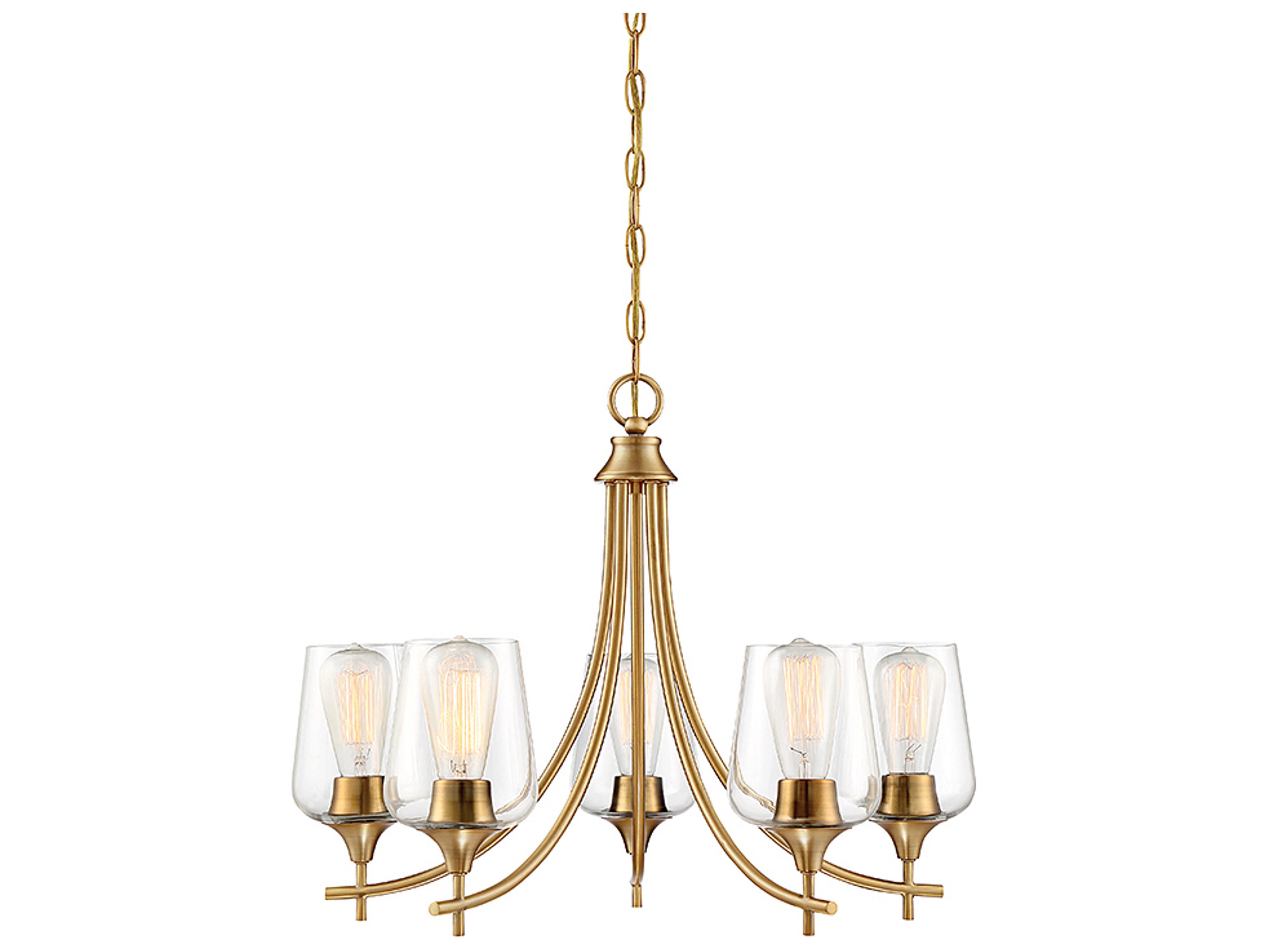 Octave 5-Light Warm Brass Glass Chandelier