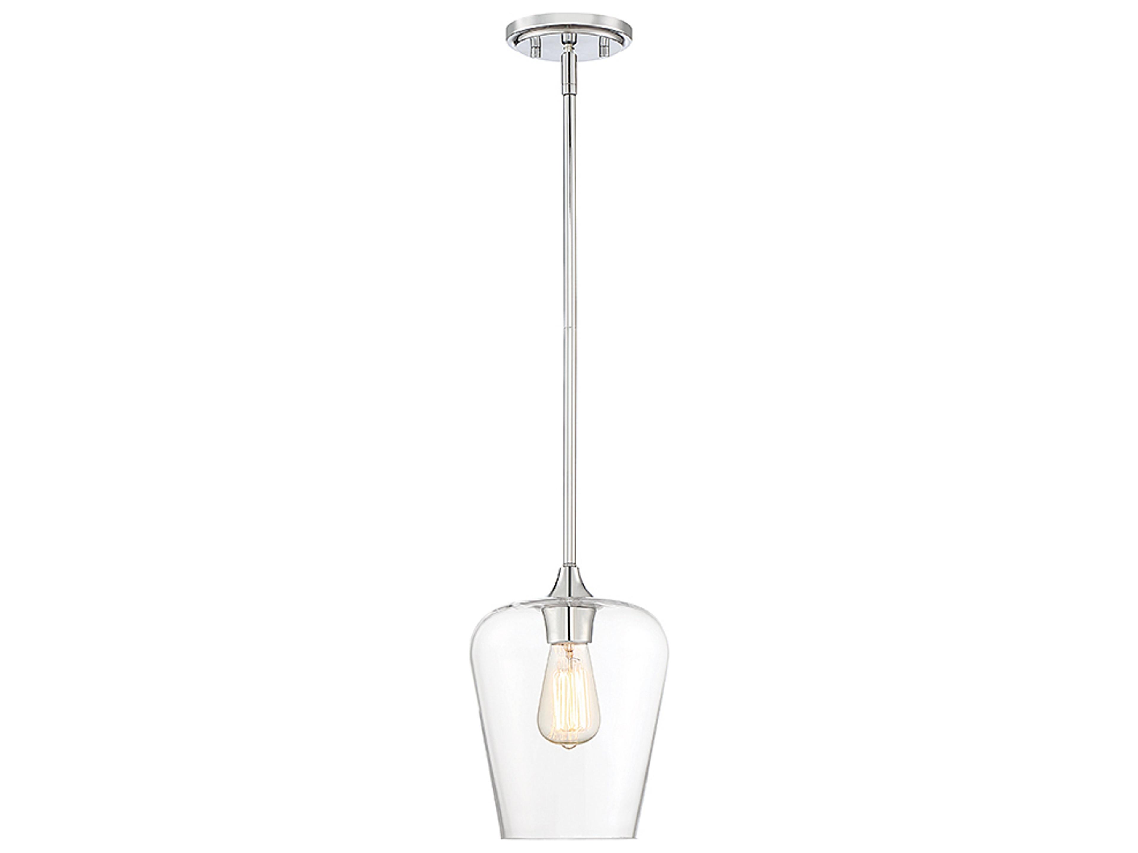 Octave 1-Light Polished Chrome Glass Bell Mini Pendant