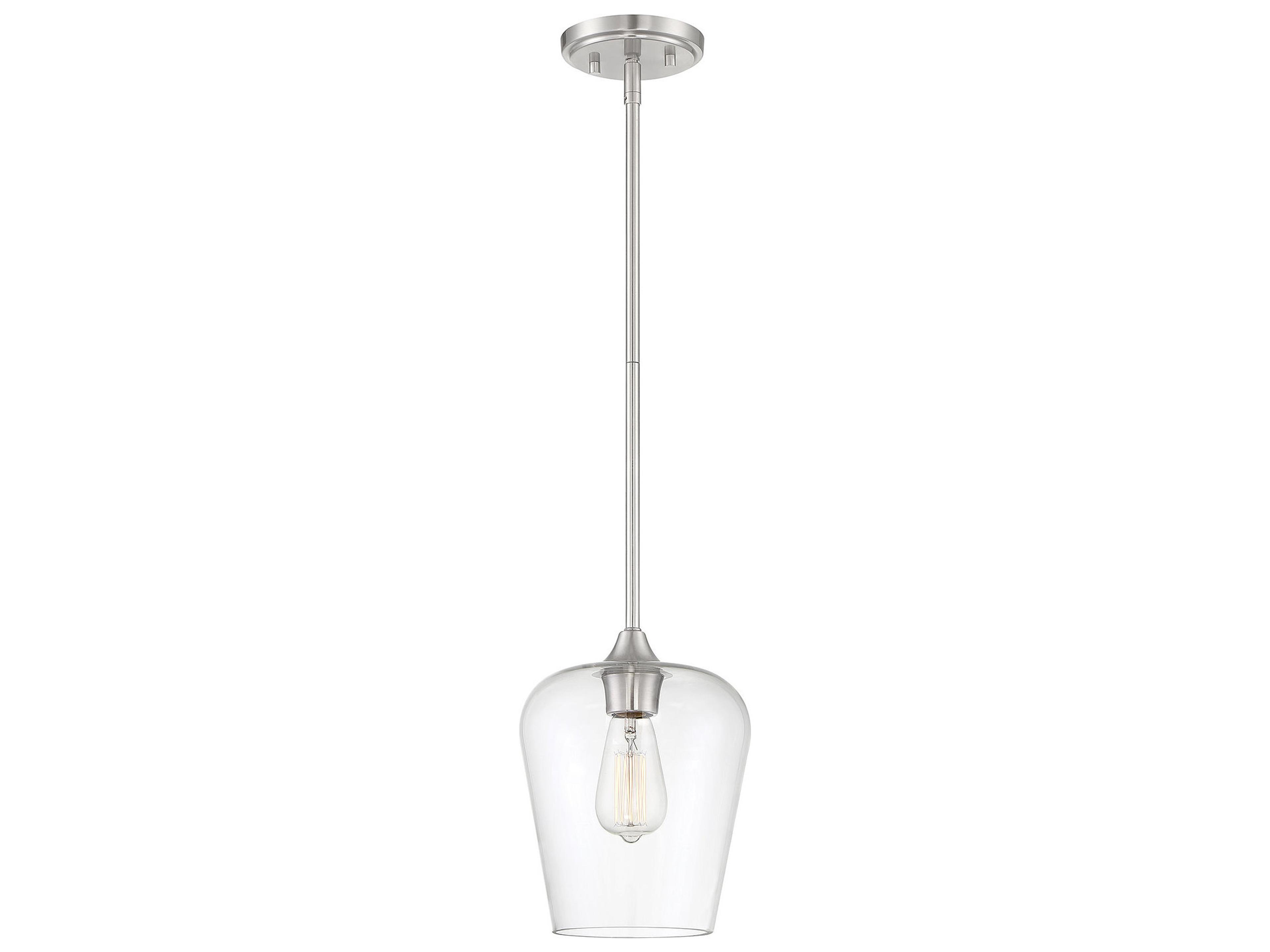Octave 1-Light Satin Nickel Glass Bell Mini Pendant