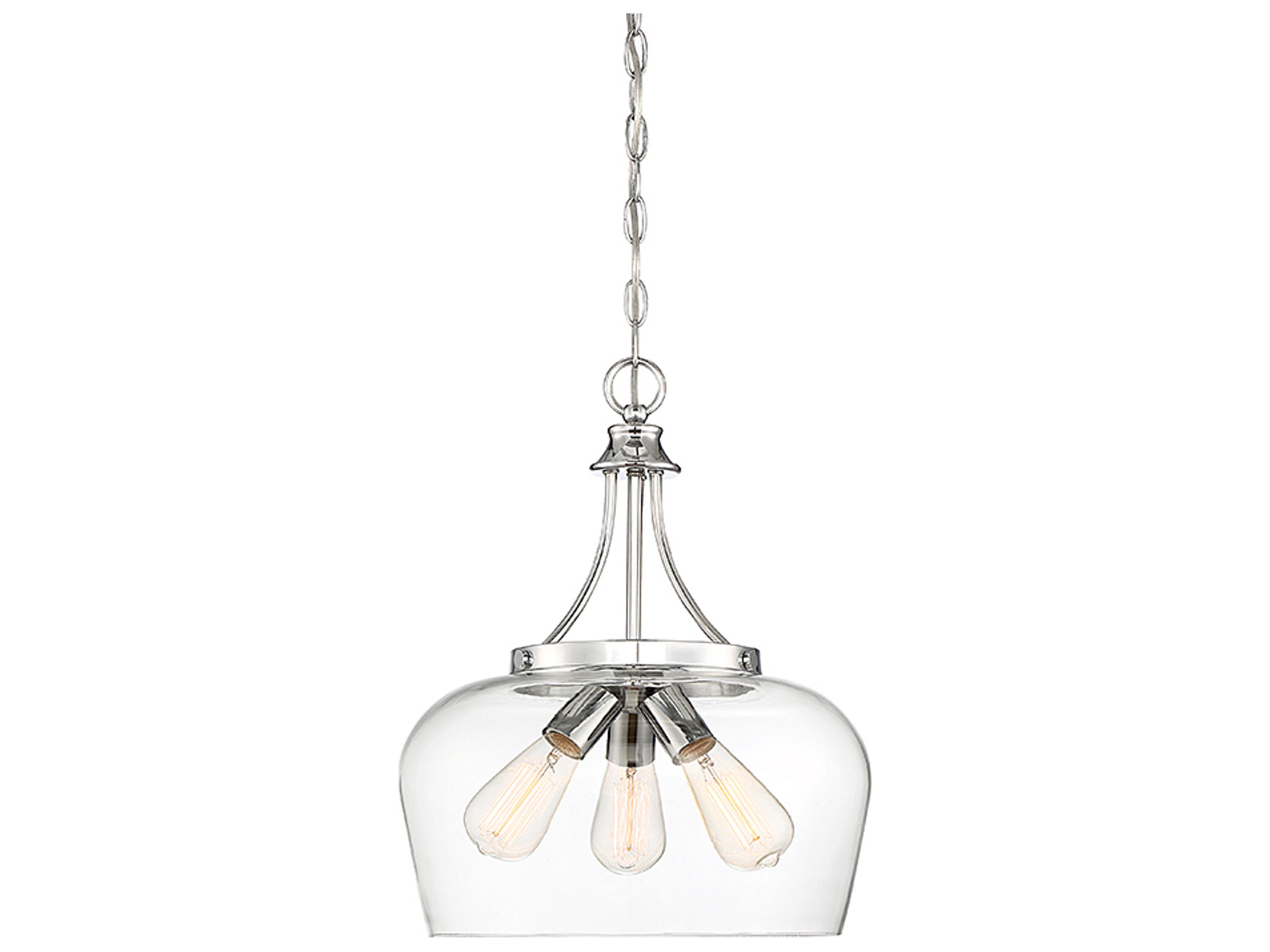 Octave 3-Light Polished Chrome Glass Bowl Pendant