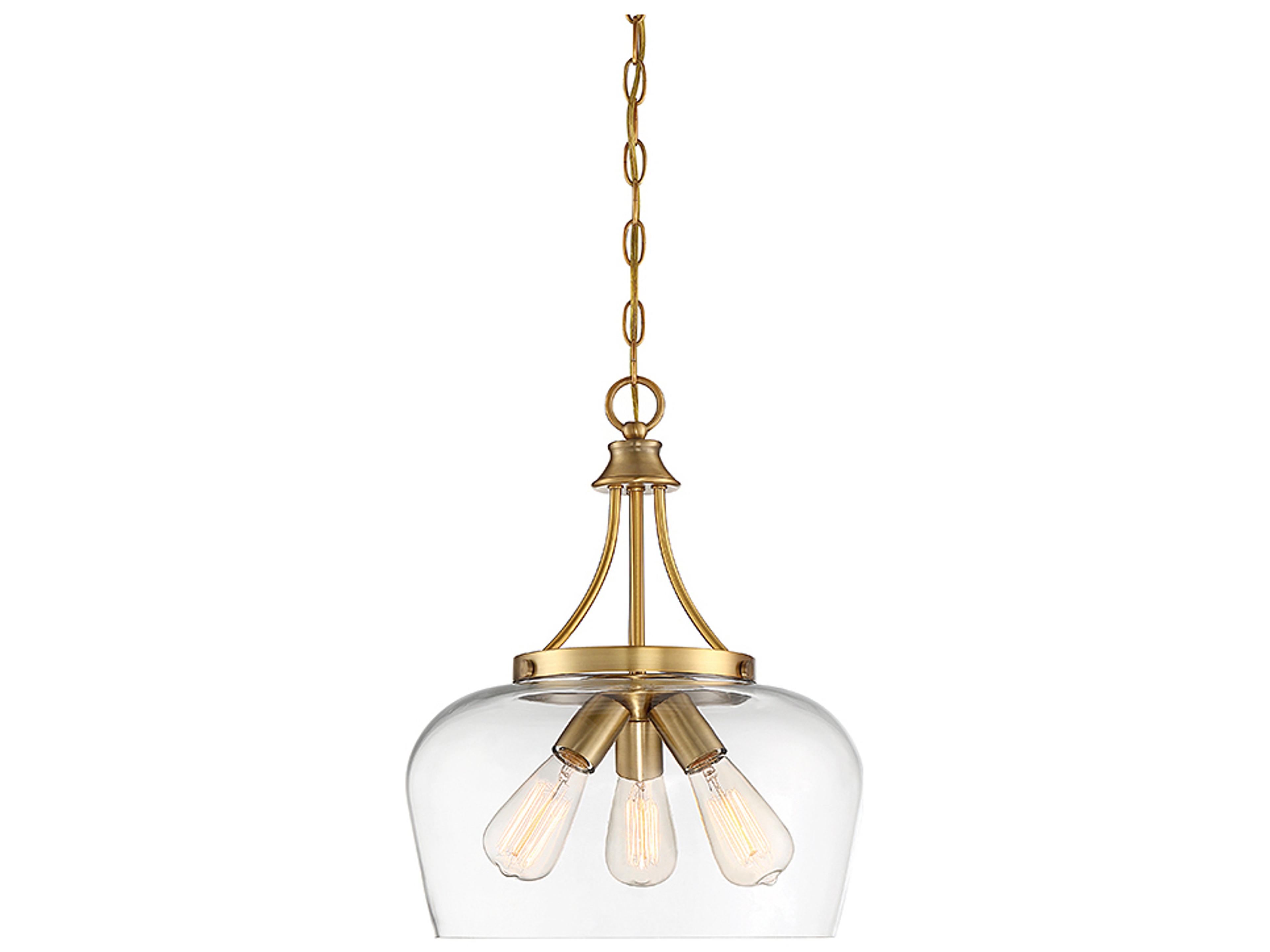 Octave 3-Light Warm Brass Glass Bowl Pendant