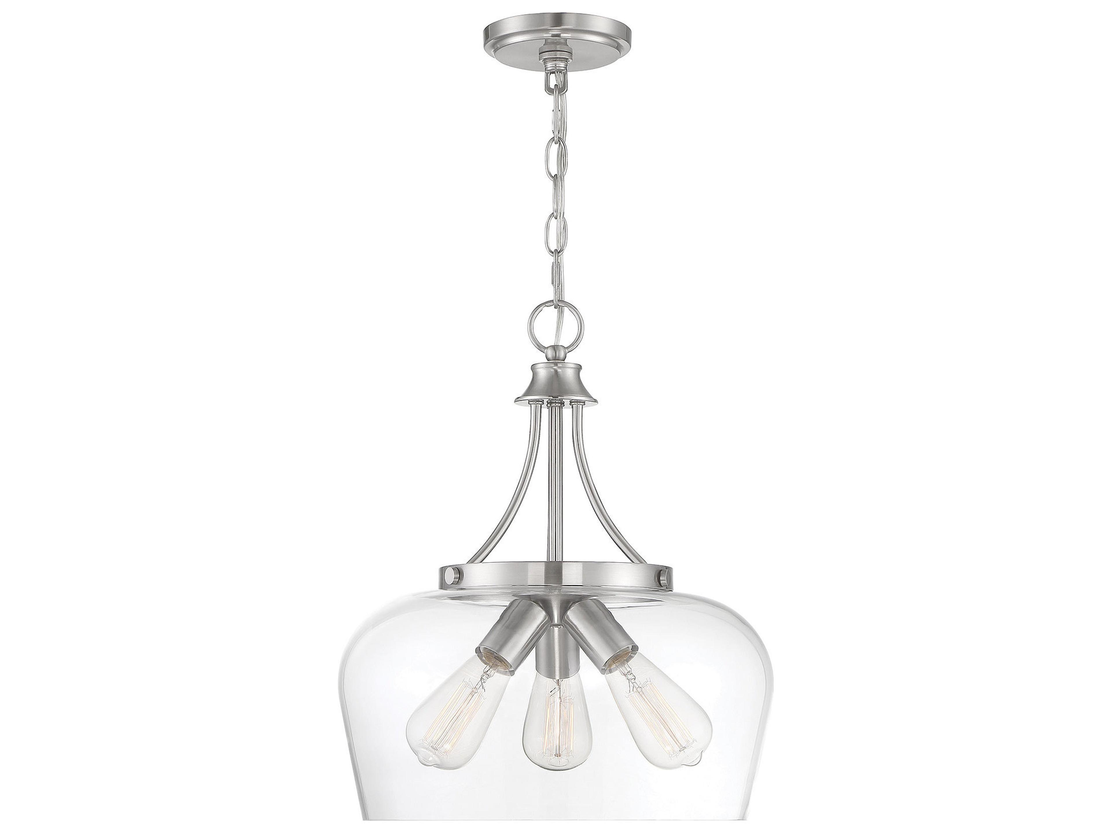 Octave 3-Light Satin Nickel Glass Bowl Pendant