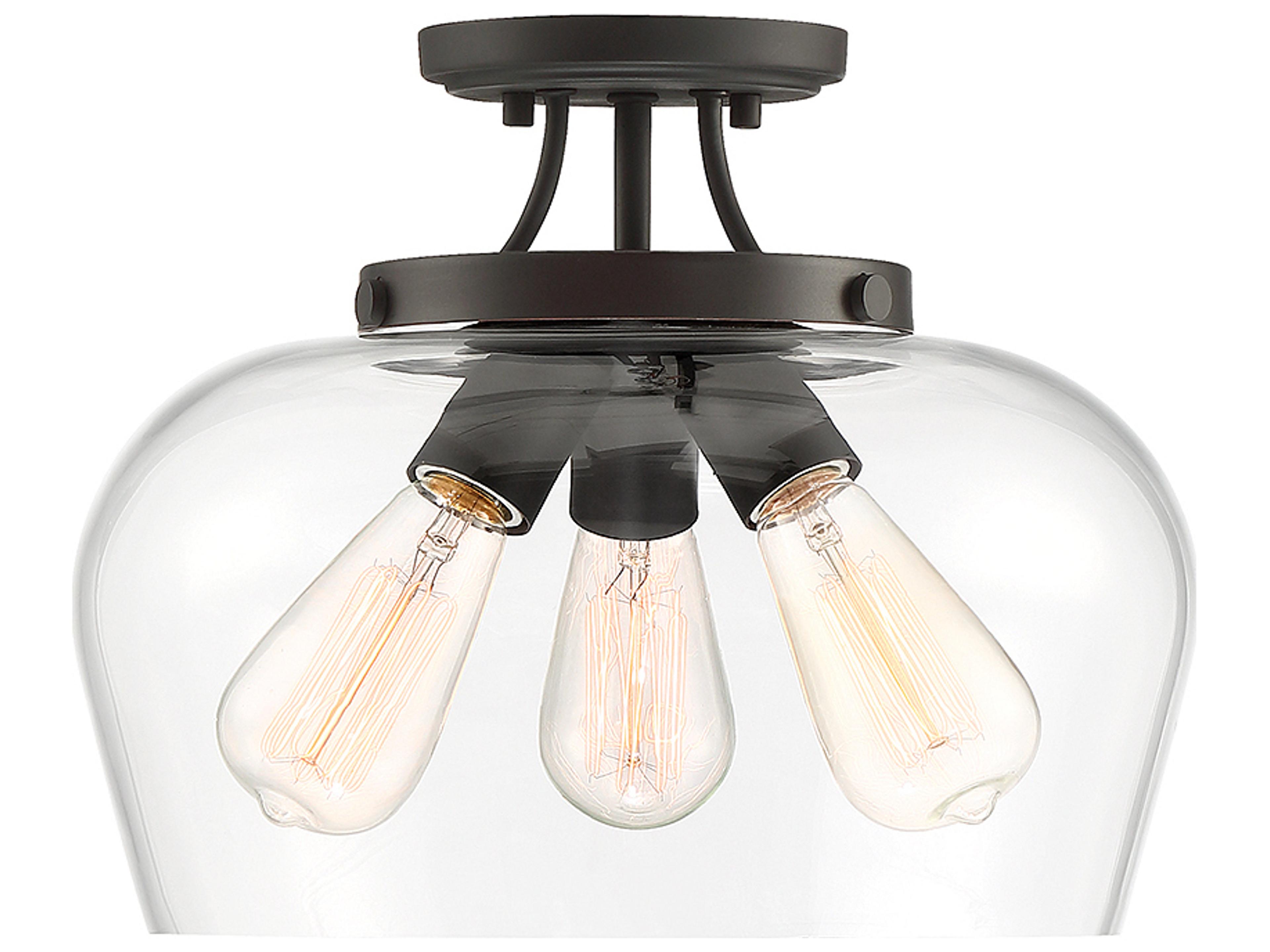 Octave 3-Light English Bronze Glass Bowl Semi Flush Mount