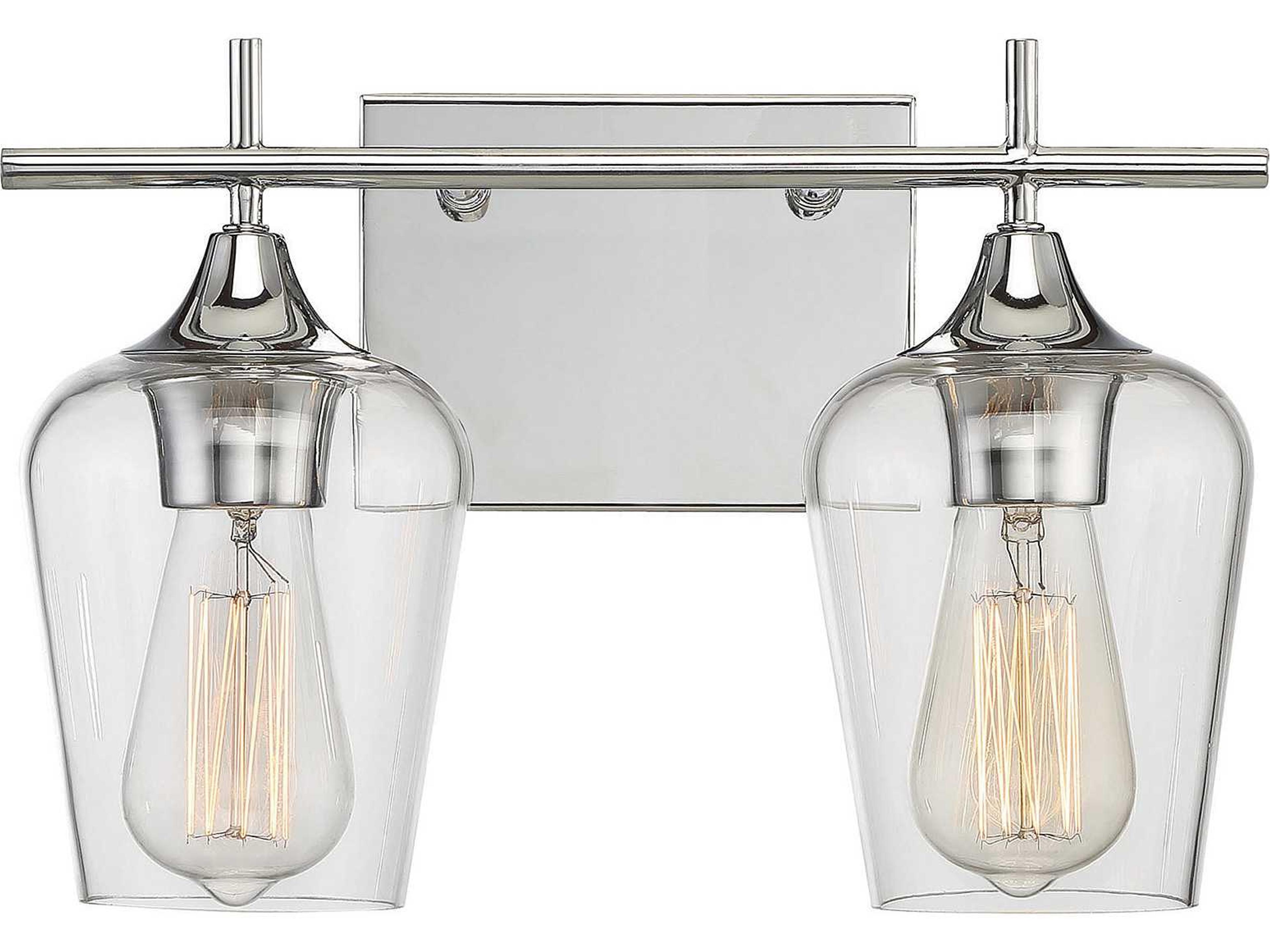 Octave 2-Light Polished Chrome Glass Vanity Light