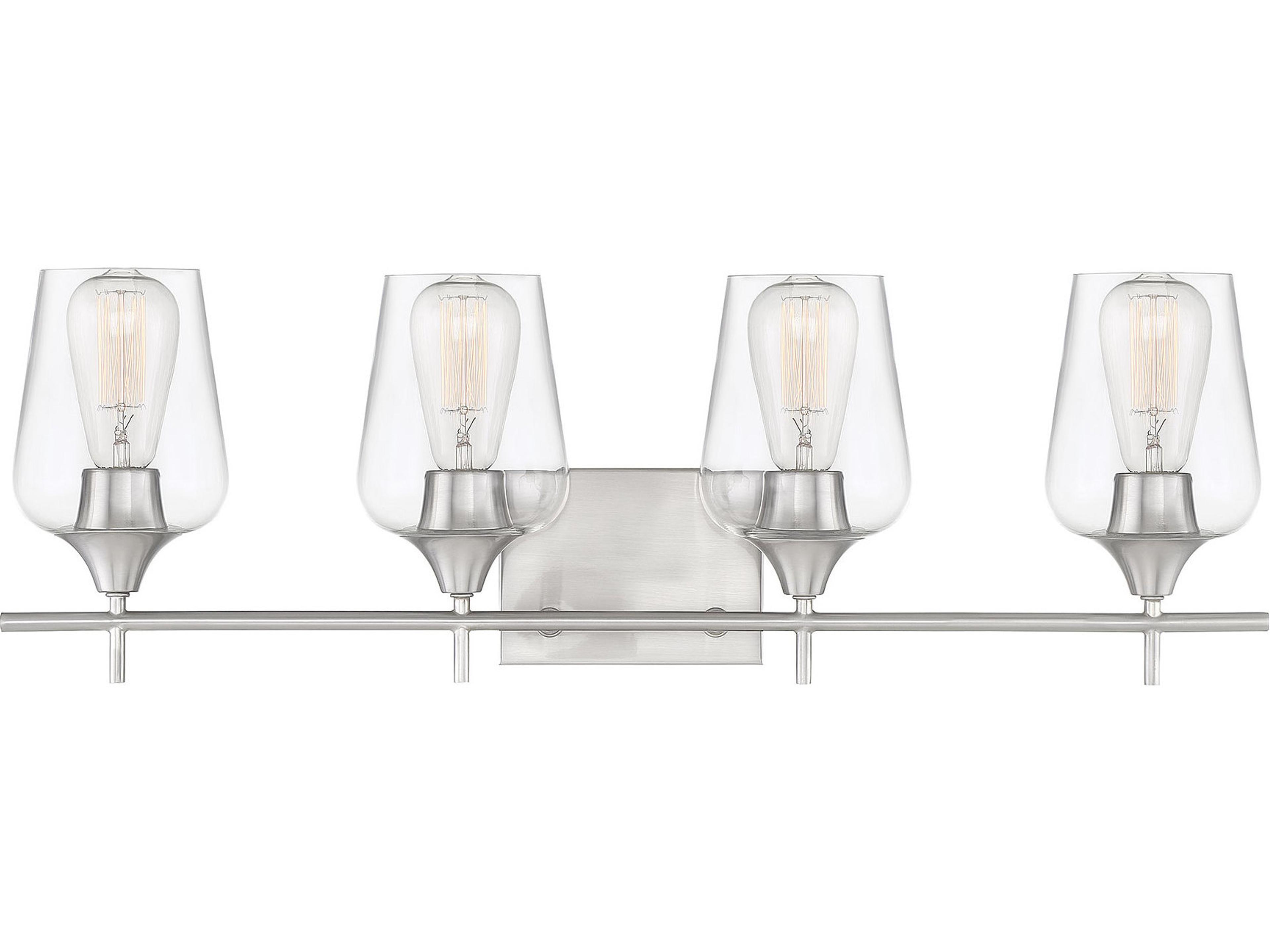 Octave 4-Light Satin Nickel Glass Vanity Light