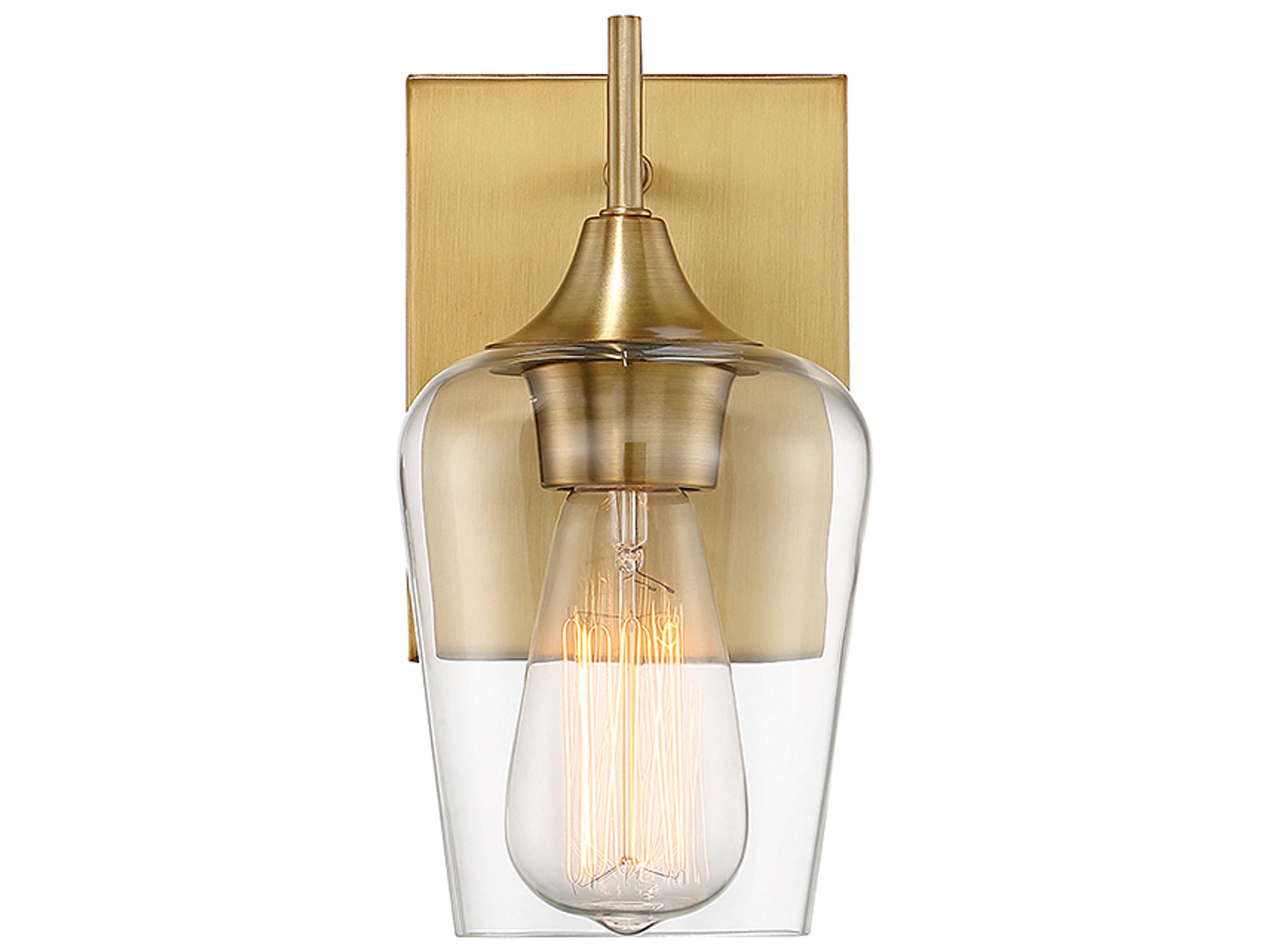 Octave 1-Light Warm Brass Glass Wall Sconce