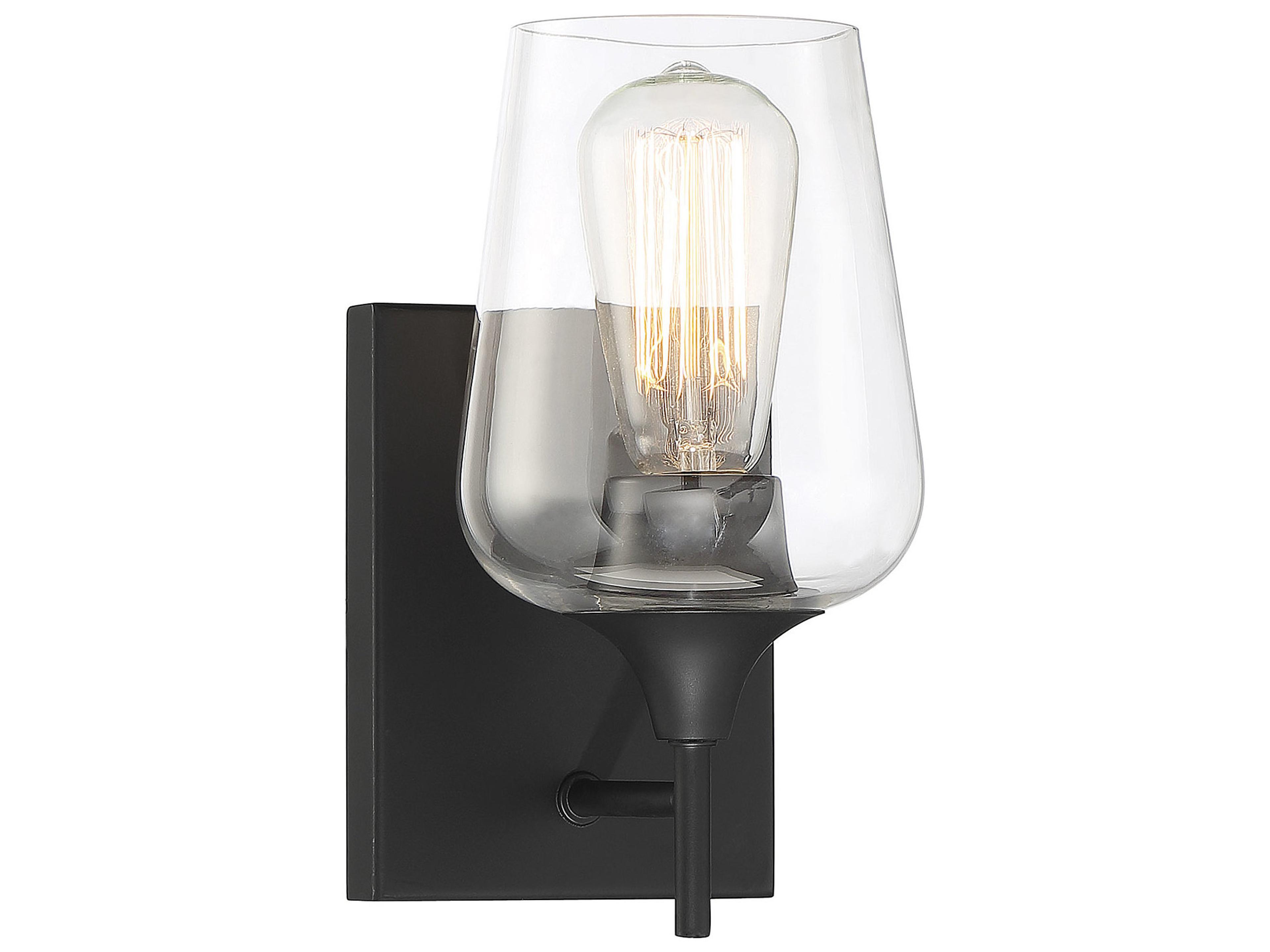 Octave 1-Light Black Glass Wall Sconce