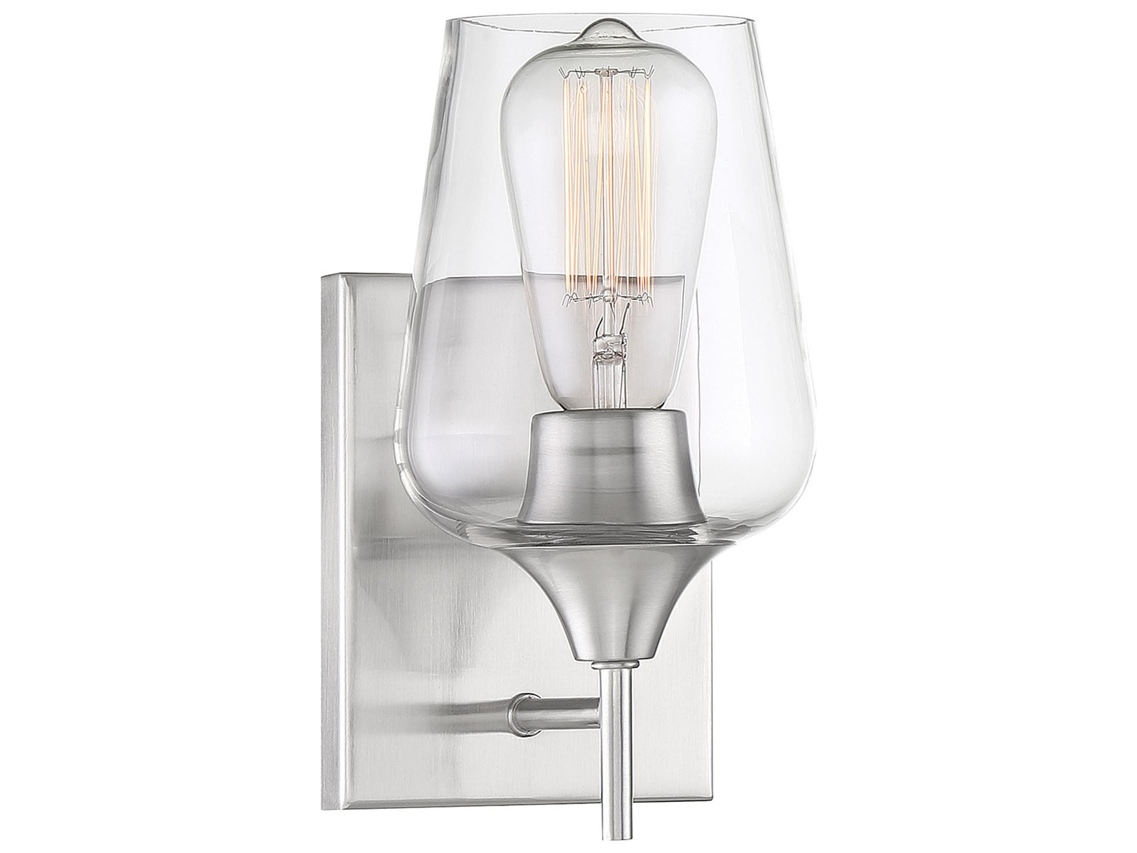 Octave 1-Light Satin Nickel Glass Wall Sconce
