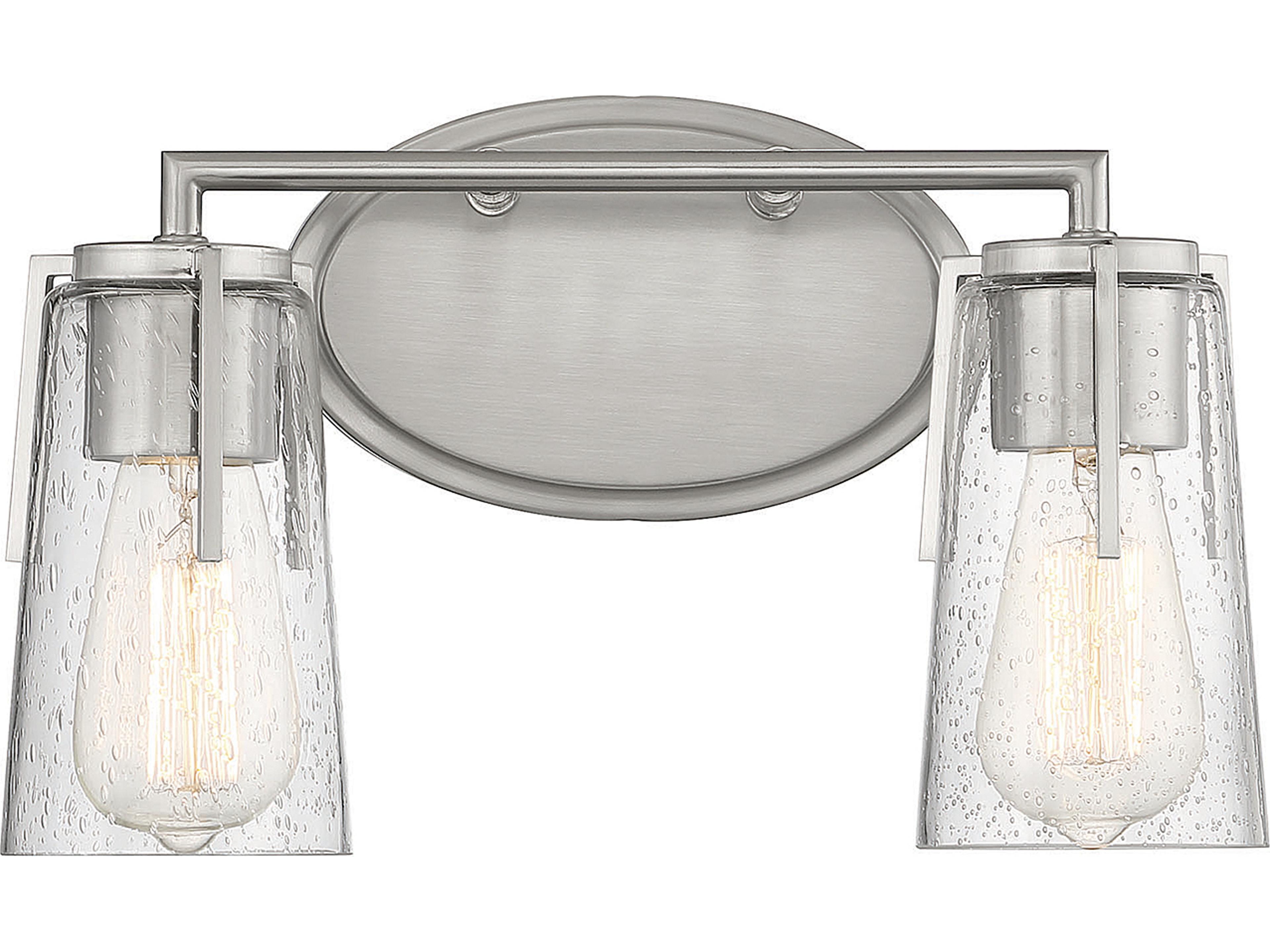 Sacremento 2-Light Satin Nickel Glass Vanity Light